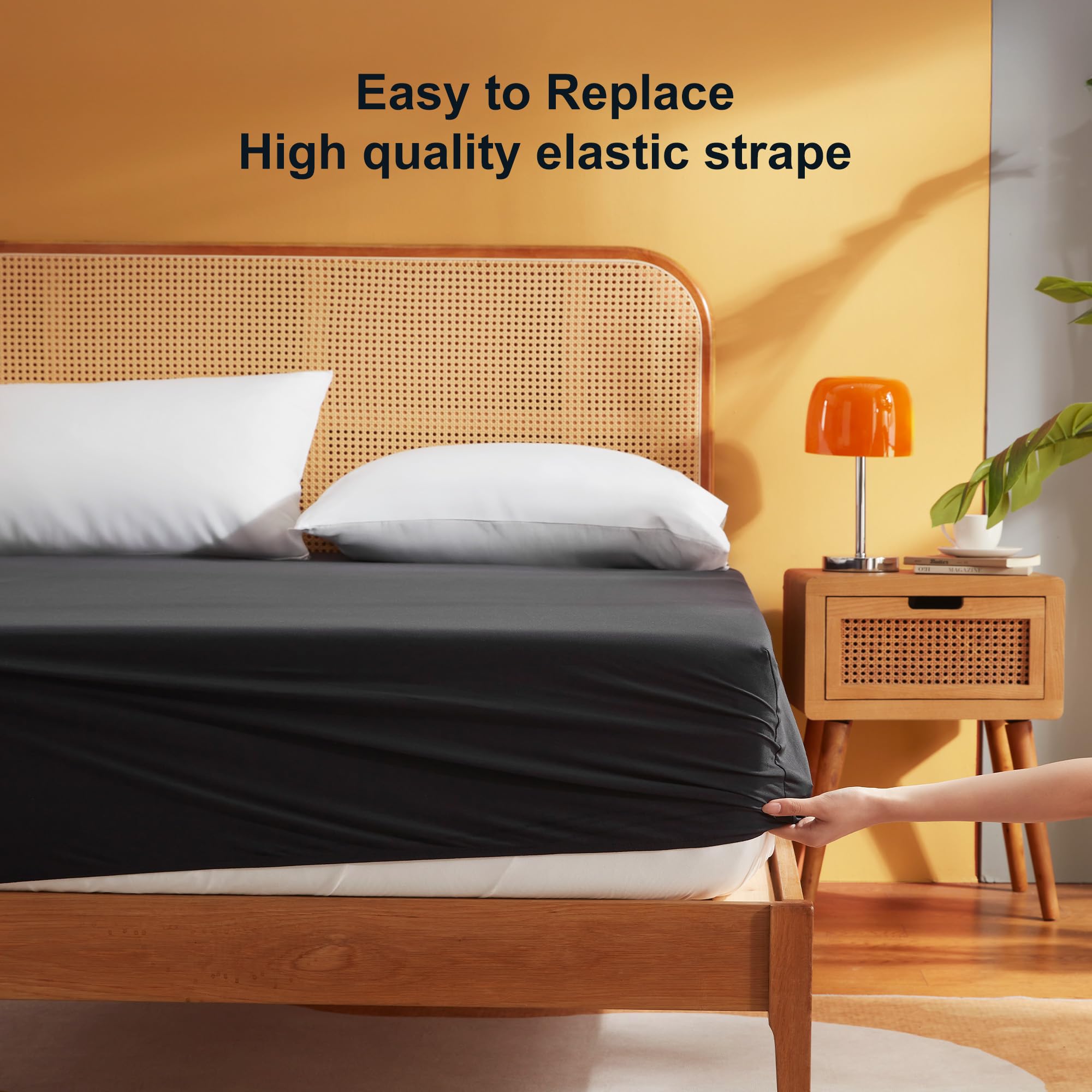 Sonive King Size Fitted Sheet - Breathable Soft Brushed Microfibre | Black | 150 x 200 + 30cm 5