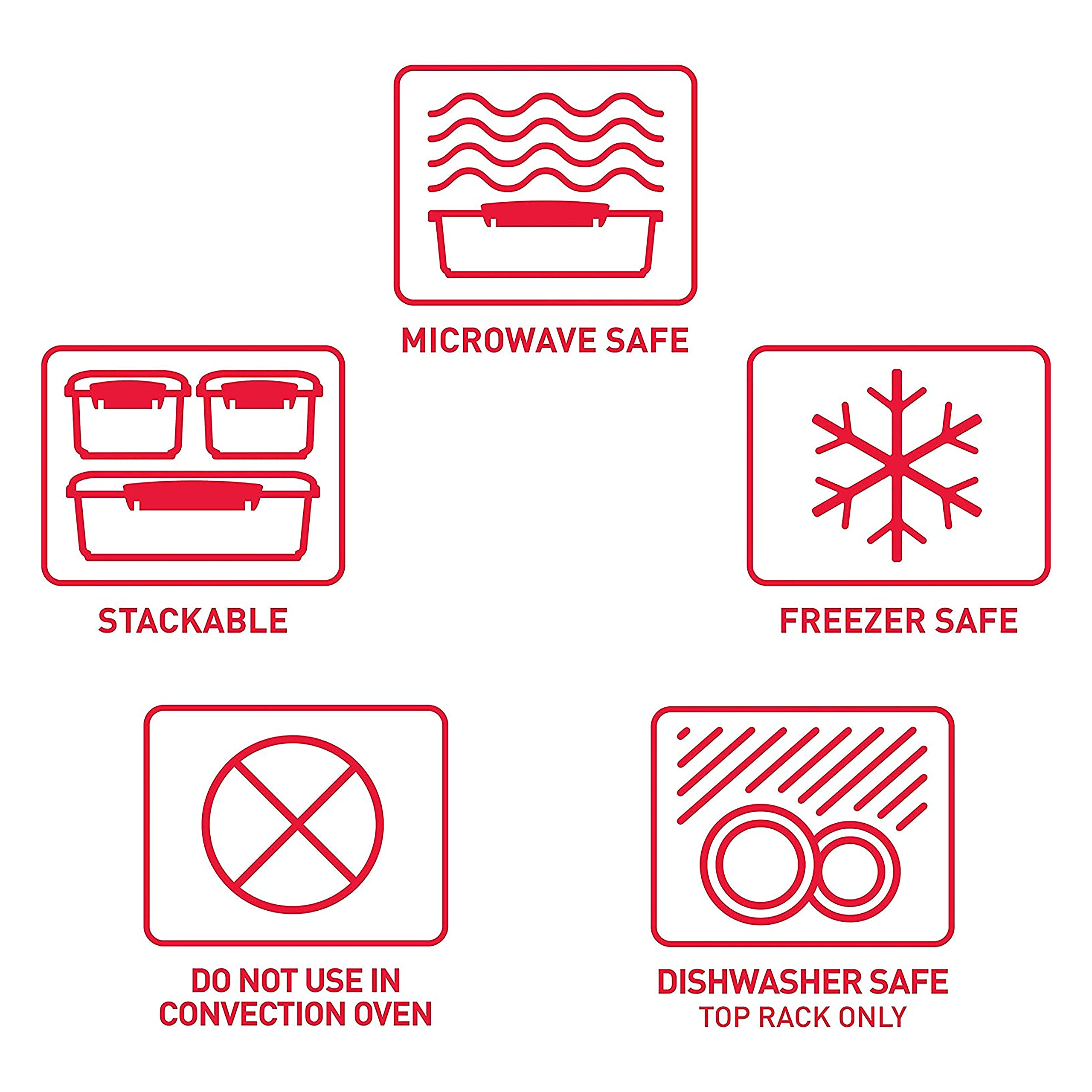 Sistema Microwave Round Bowl Container - 915 ml Capacity | BPA-Free Plastic | Red/Clear 6