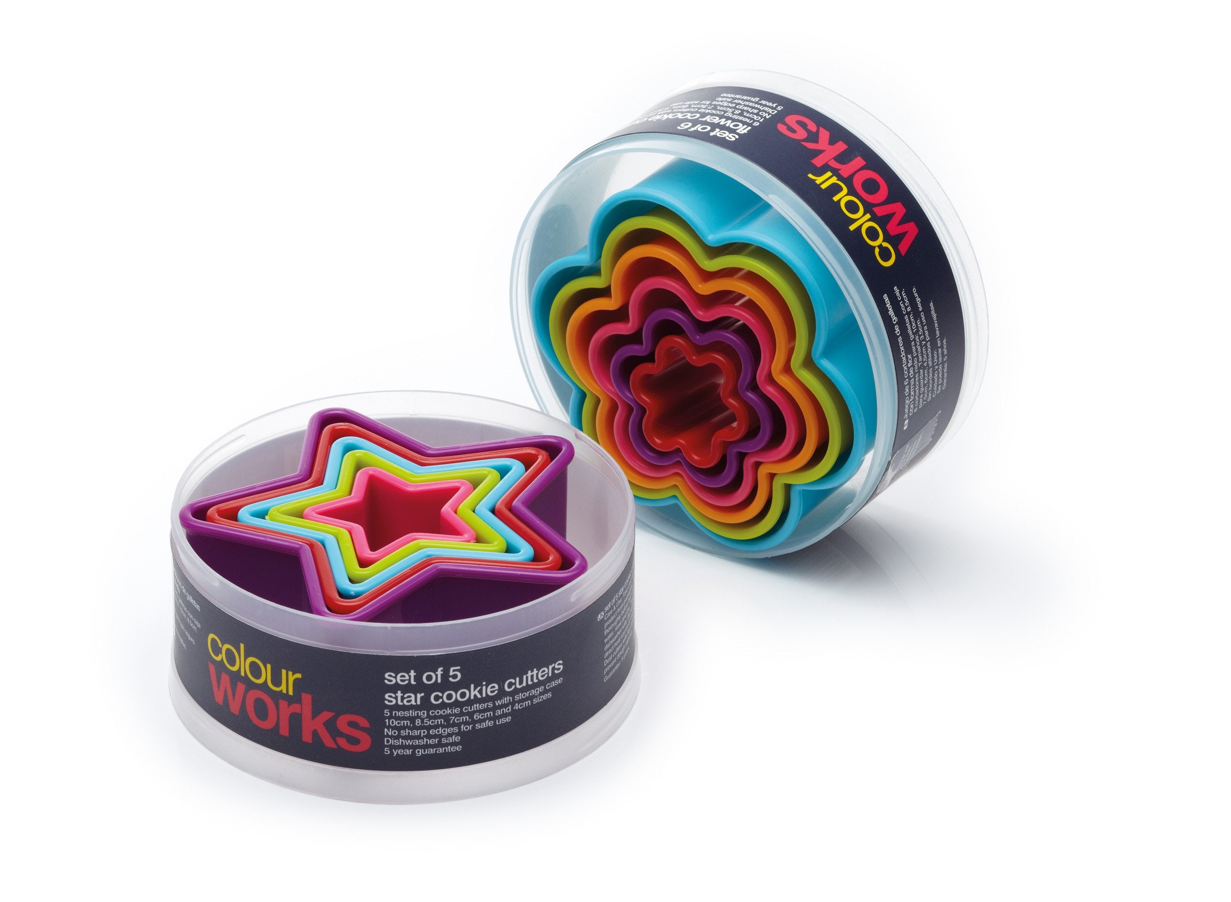 Colourworks KitchenCraft Set of 5 Plastic Star Shaped Cookie Cutters | Includes Storage Case 2