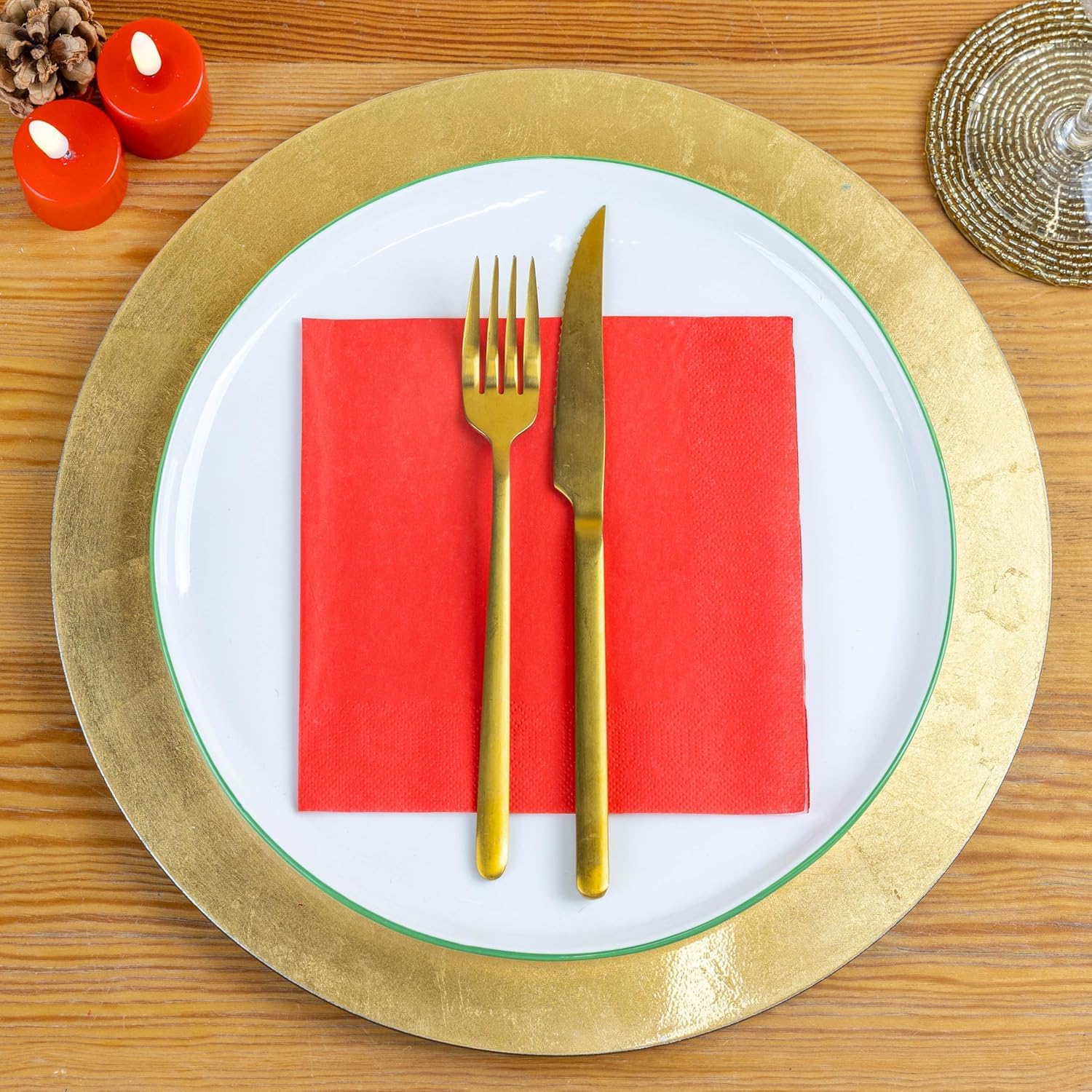 Talking Tables Soft Red Paper Napkins - 100 Pack, 2ply, 33cm Unfolded | FSC Certified 2