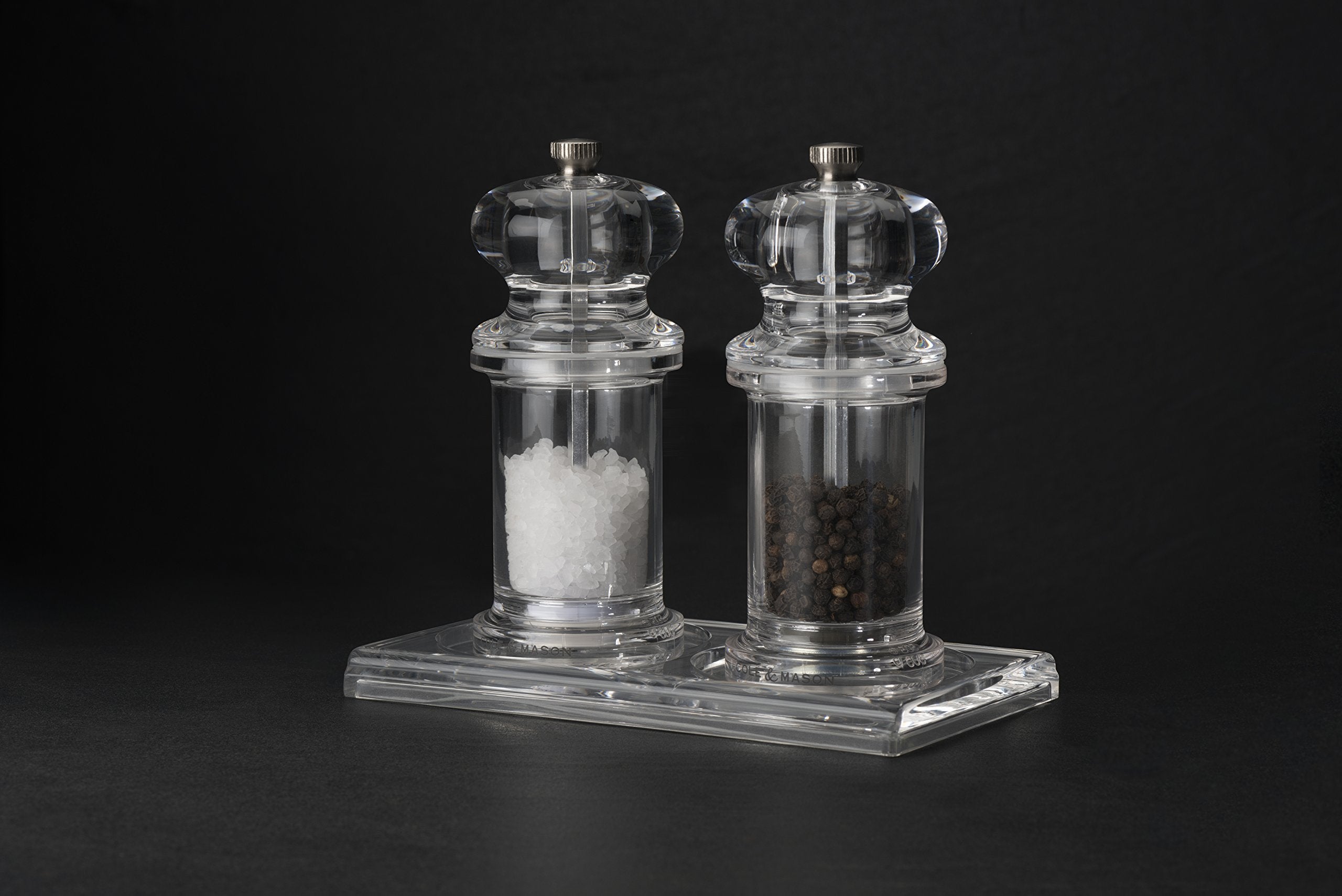 Cole & Mason Ramsgate Clear Acrylic Mill Tray for Salt, Pepper, Oil & Vinegar Mills | 157x95x13mm 5
