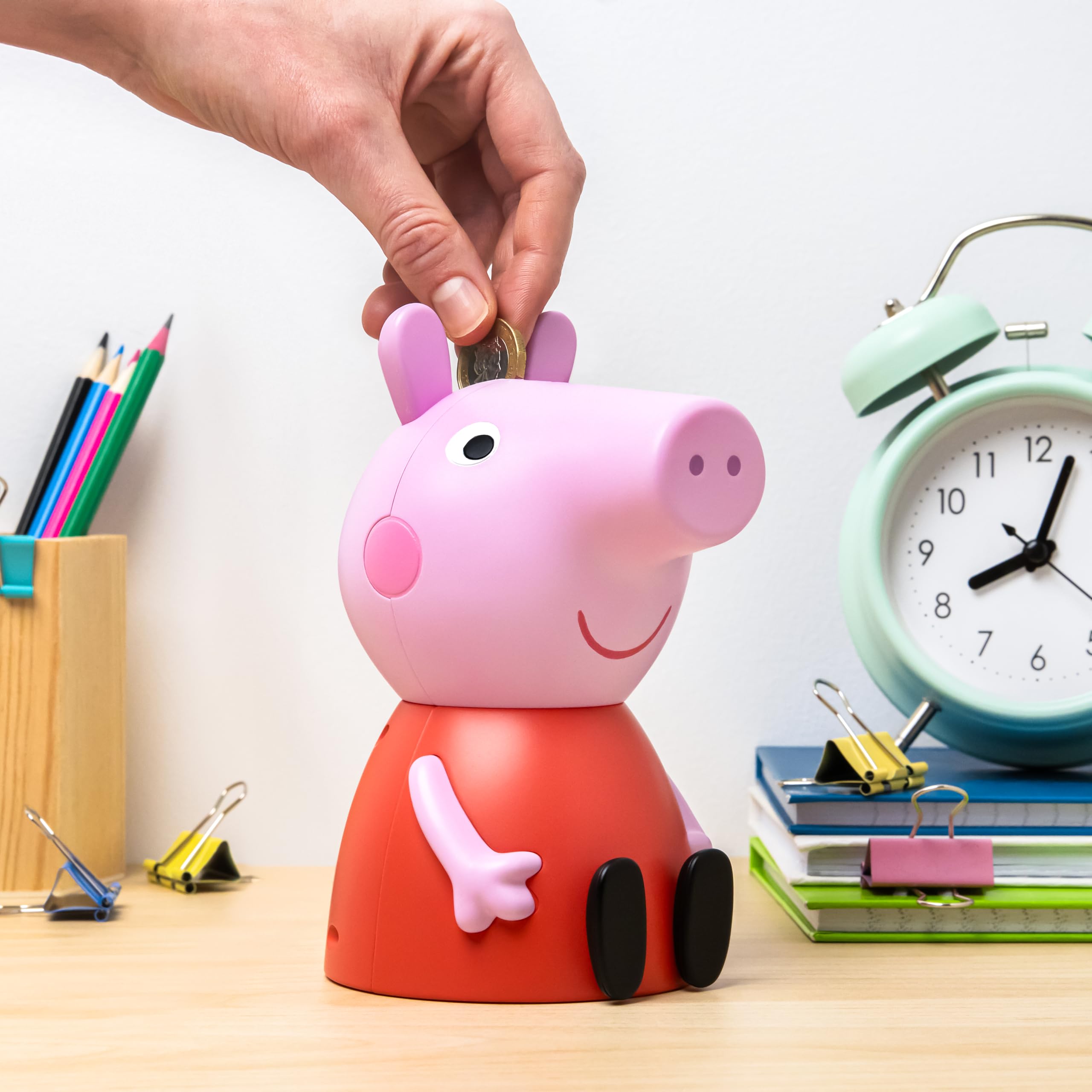 Paladone Peppa Pig Figure Shaped Money Box | Officially Licensed Sounds | Pink Plastic | 16.5cm Tall 5