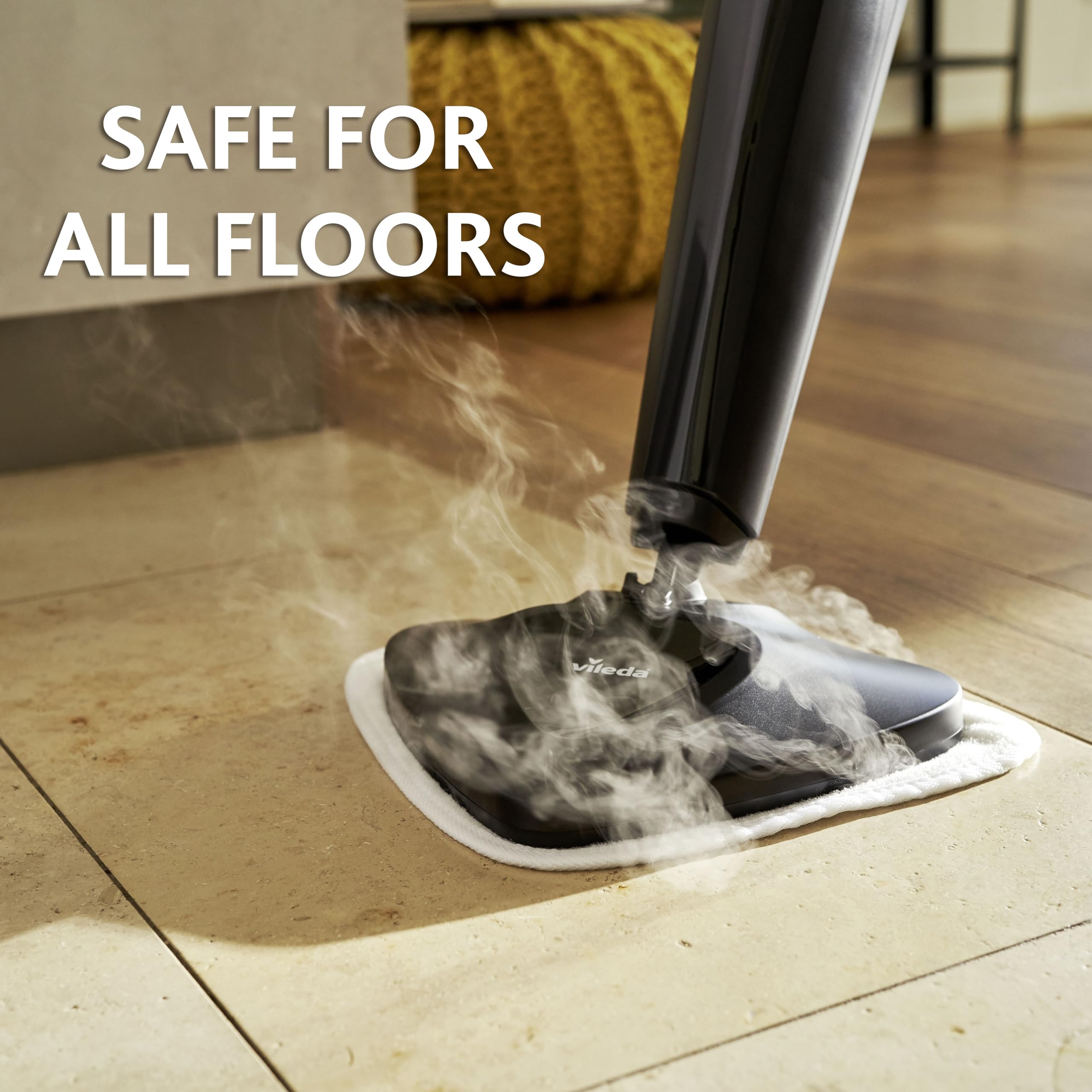 Vileda Steam Mop Steam PLUS - Kills 99.9% Bacteria | 15 Sec Heat Up | 6m Cable 2
