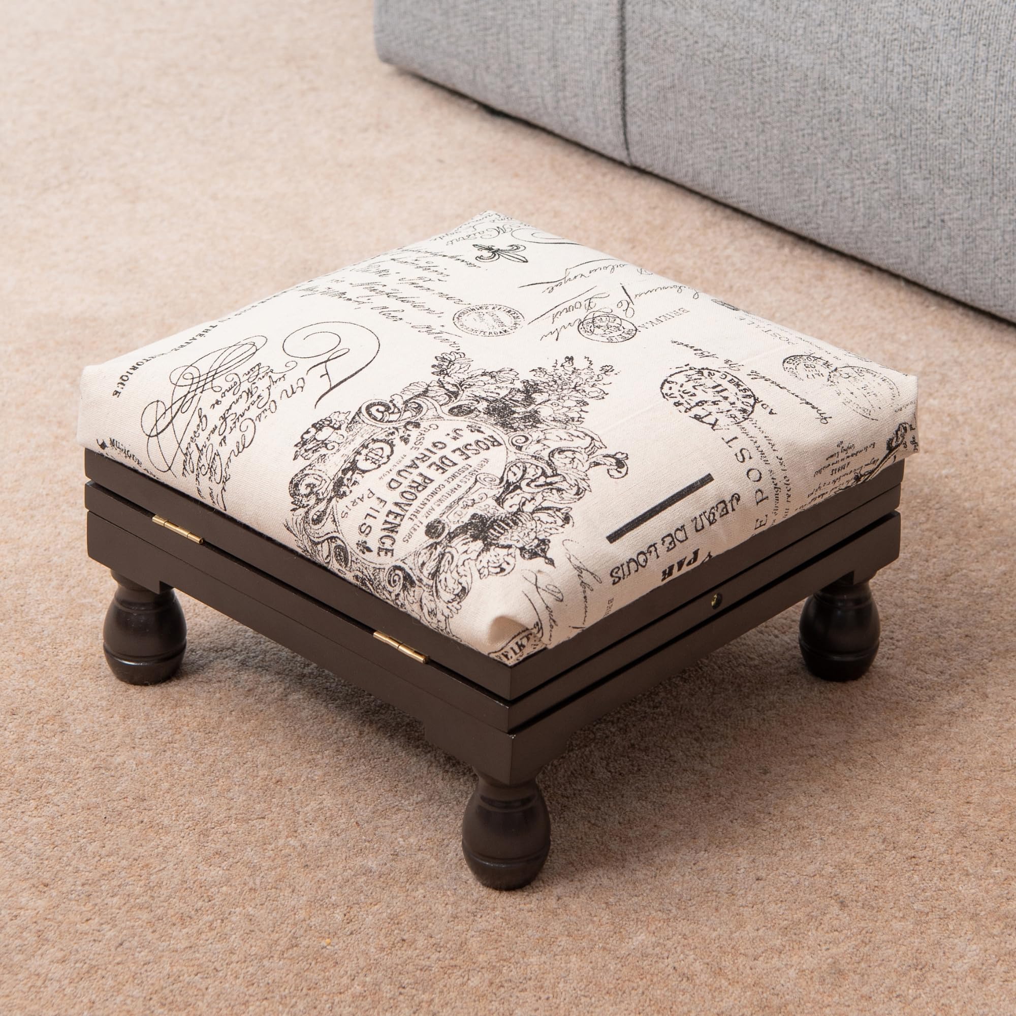 Greenhurst Adjustable 3-Position Footstool with Solid Wood Frame | Mahogany Finish | 38cm Max Height 4