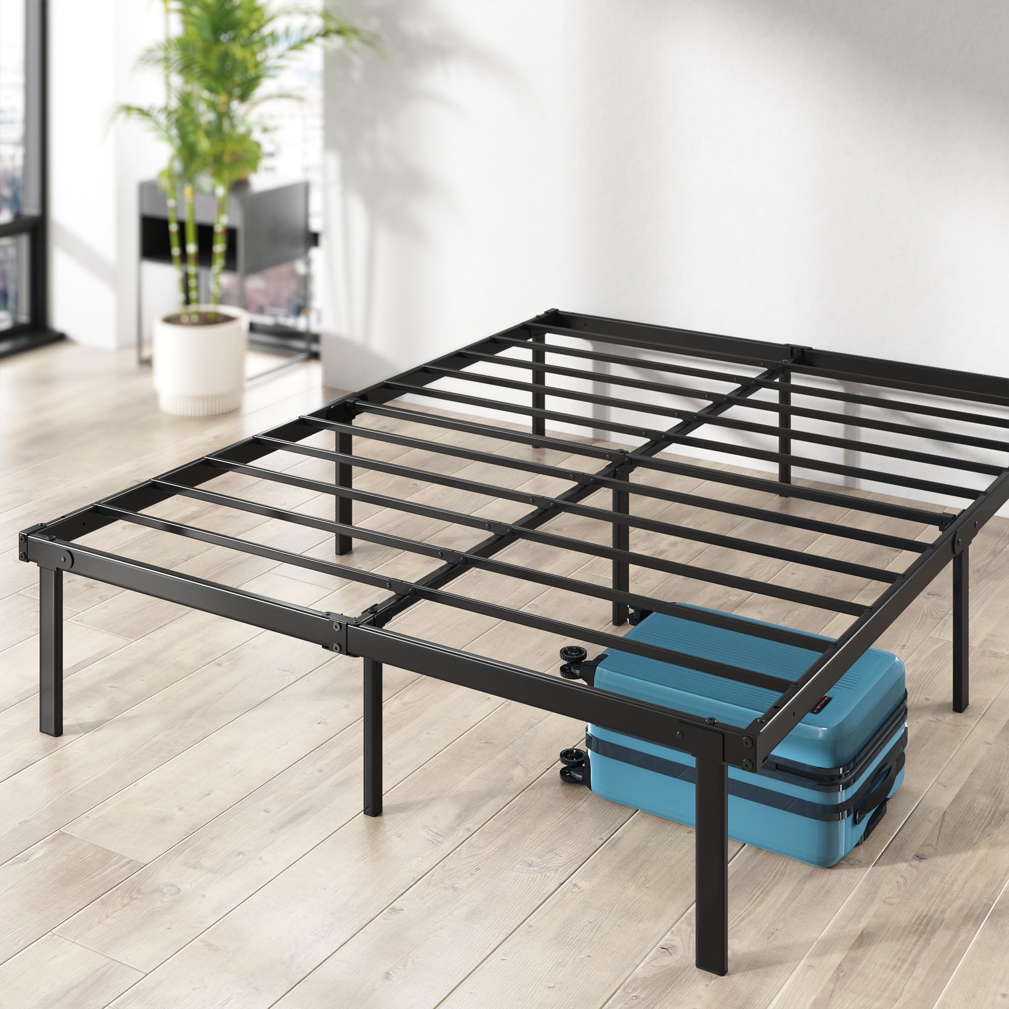 Zinus Caleb Double Bed Frame - 4ft6 (135 x 190 cm) - 14.2'' Height - Black Steel