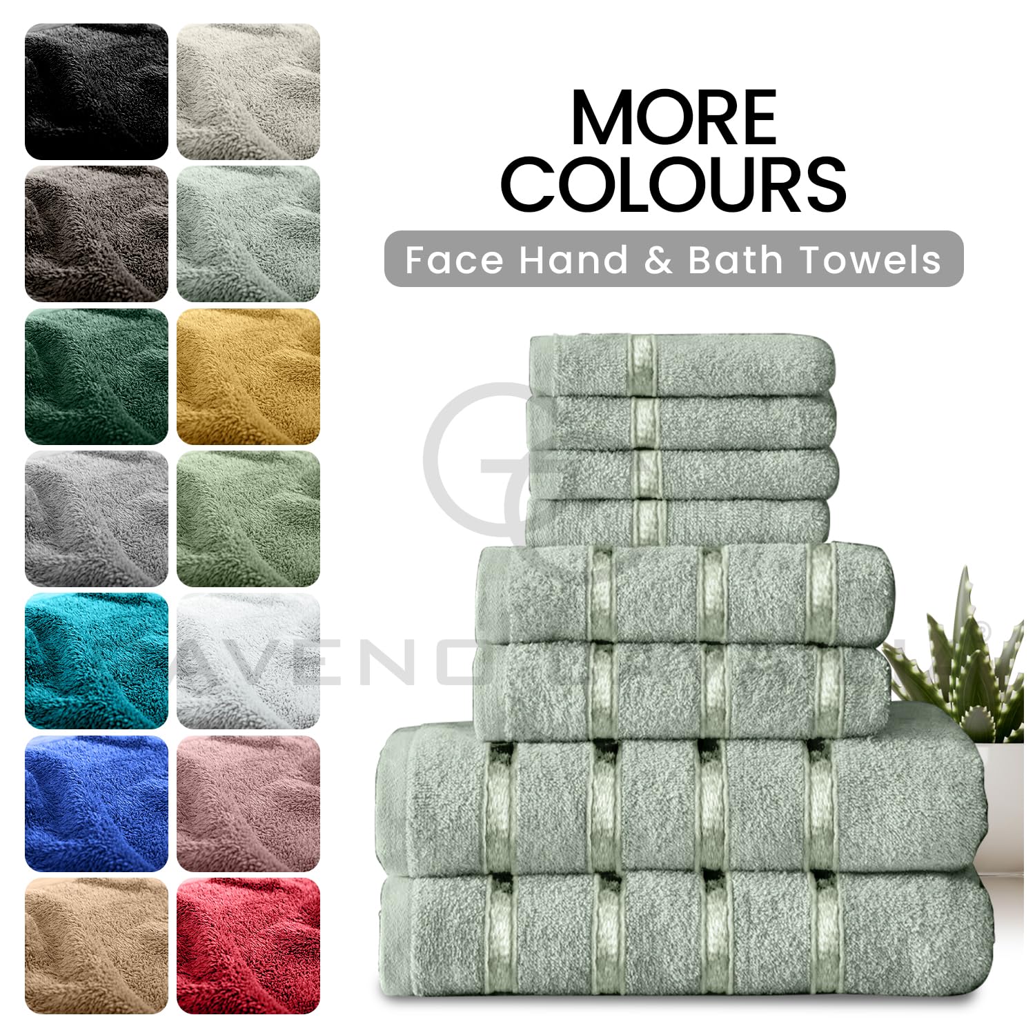 GC GAVENO CAVAILIA 8 Piece Towel Set - 450 GSM Quick Dry Cotton | Duck Egg | 4 Face, 2 Hand, 2 Bath 5
