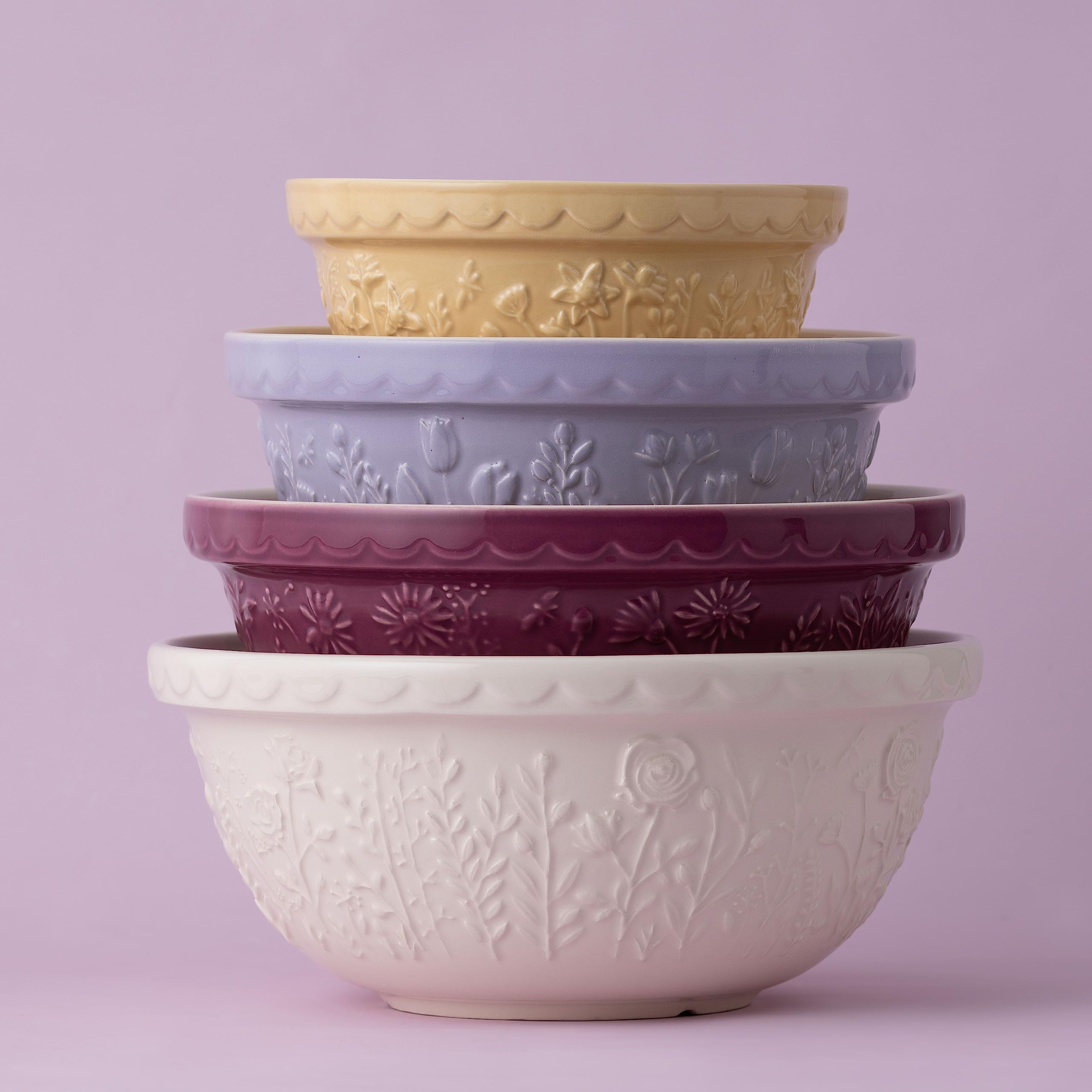 Mason Cash In The Meadow Size 18 Mixing Bowl - 2.7L Capacity | 26cm Diameter | Purple Earthenware 6