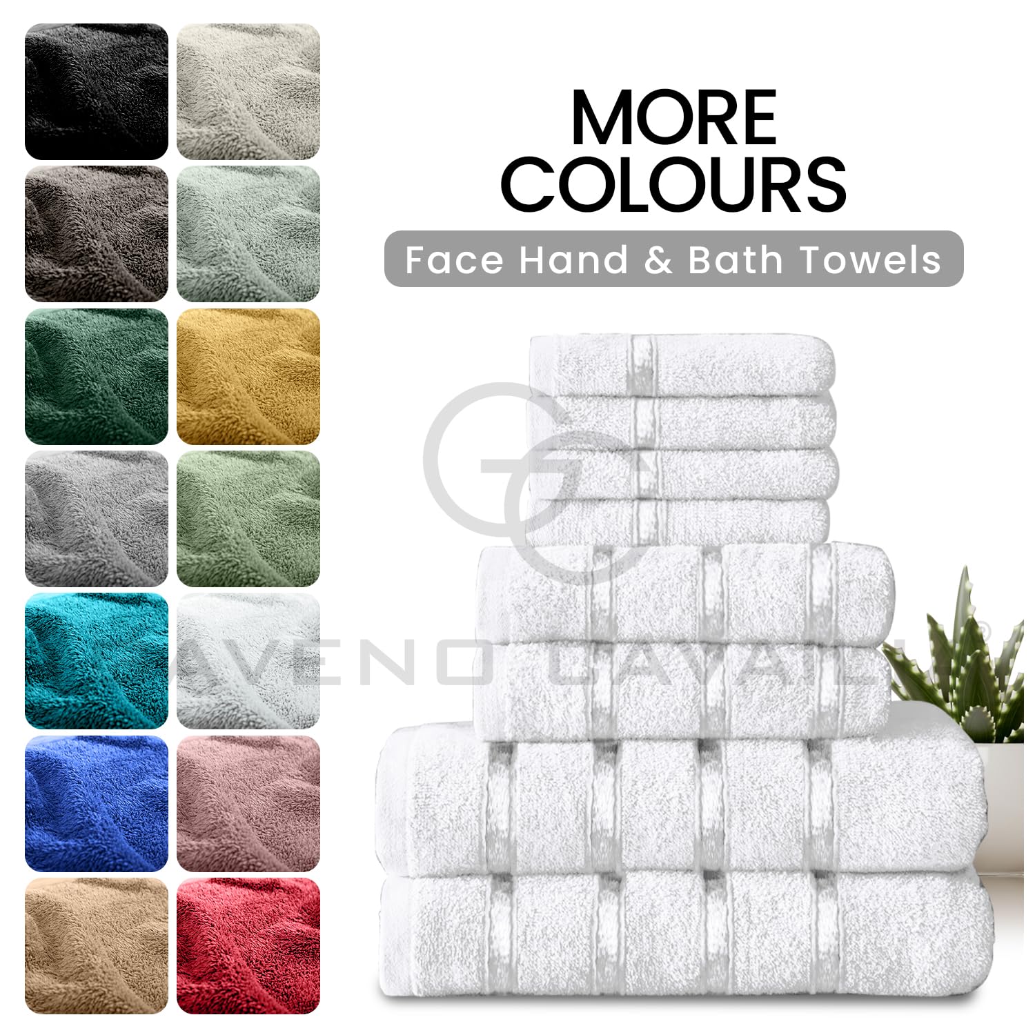 GC GAVENO CAVAILIA 8 Piece White Towel Set | 450 GSM | 100% Cotton | Quick Dry 5