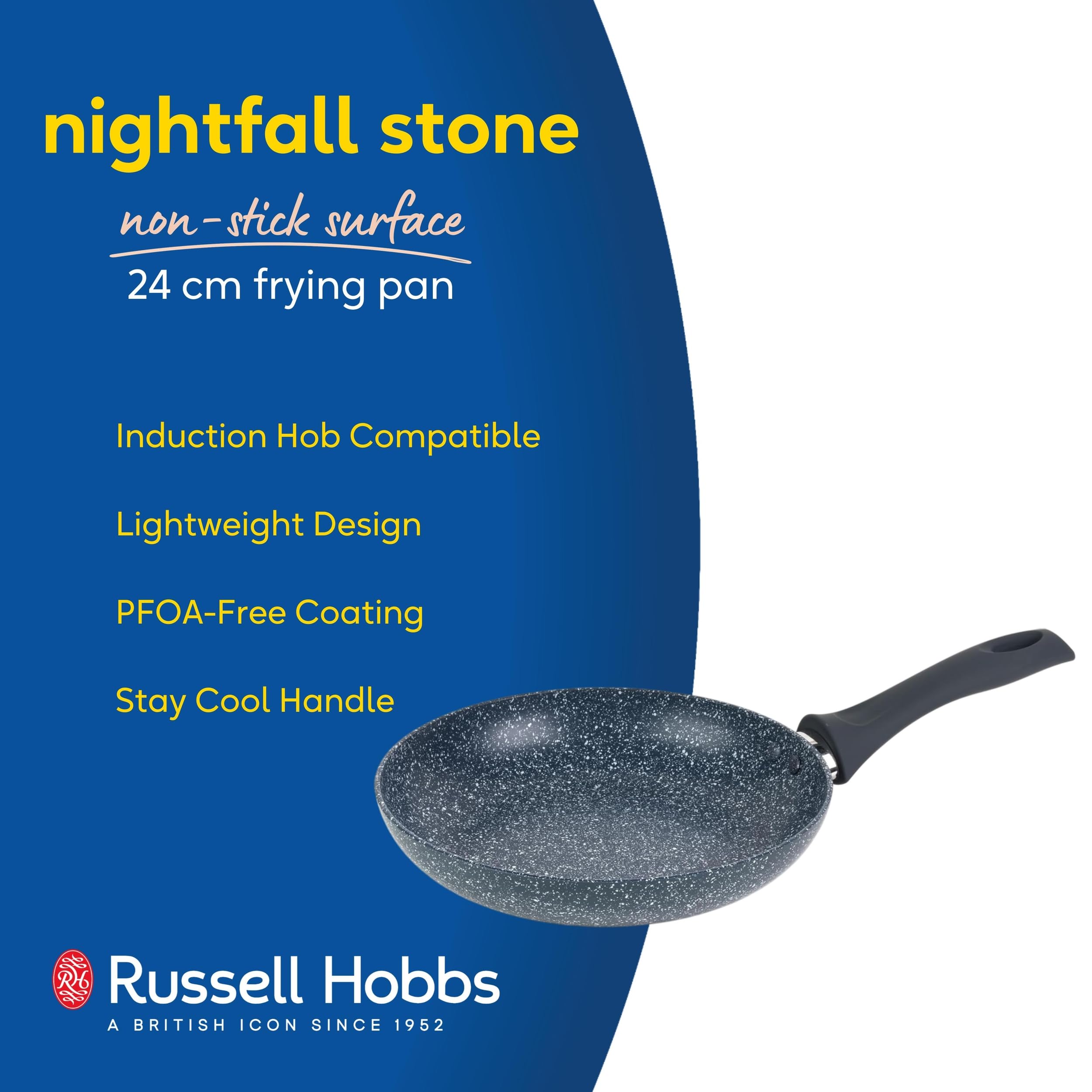 Russell Hobbs Nightfall Stone Frying Pan - 24 cm Non-Stick, Induction Suitable, Aluminium, Blue 2