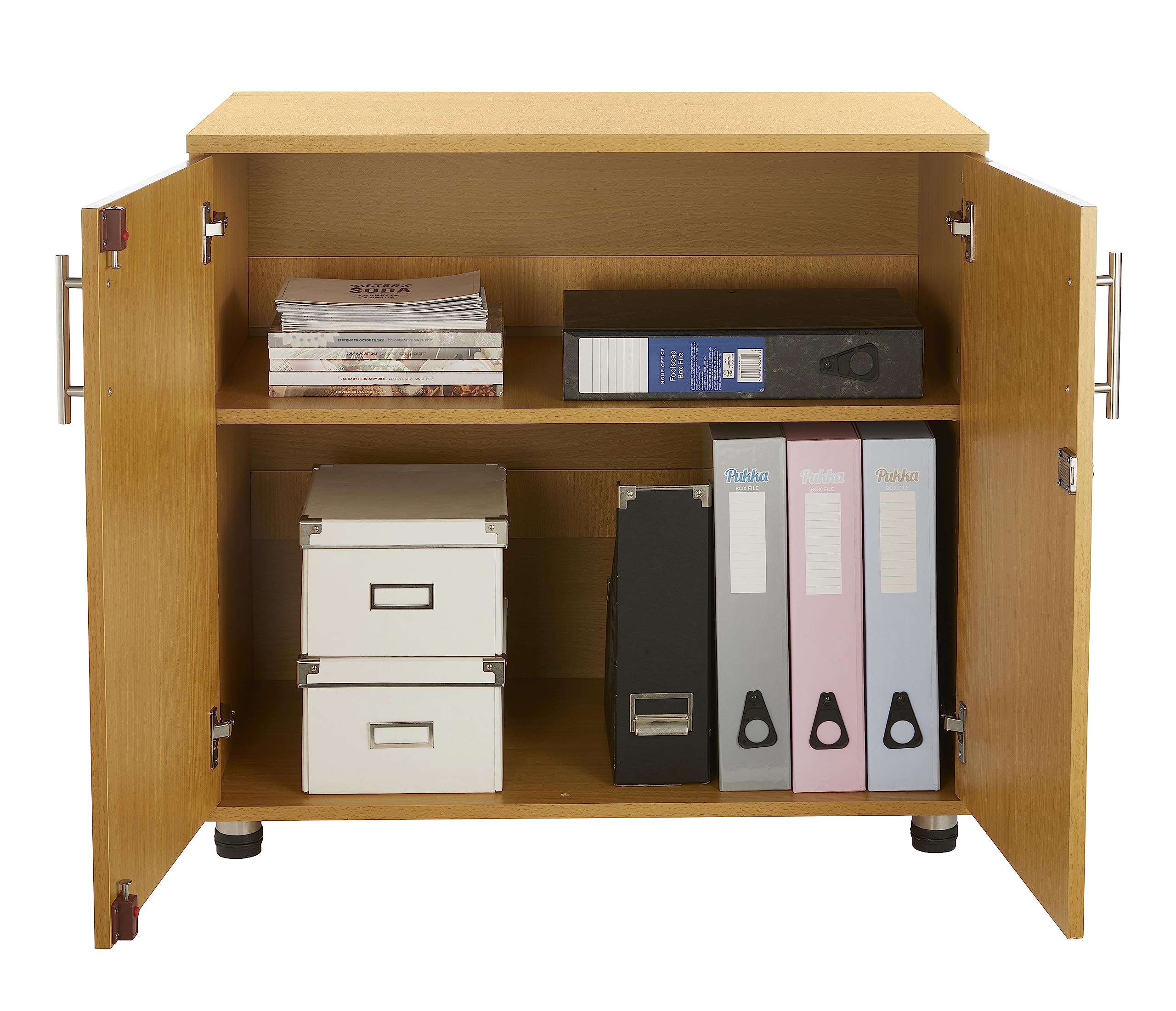 MMT Furniture Designs Ltd Beech Storage Cabinet - 2 Lockable Doors | Adjustable Shelf | 75cm Tall 6
