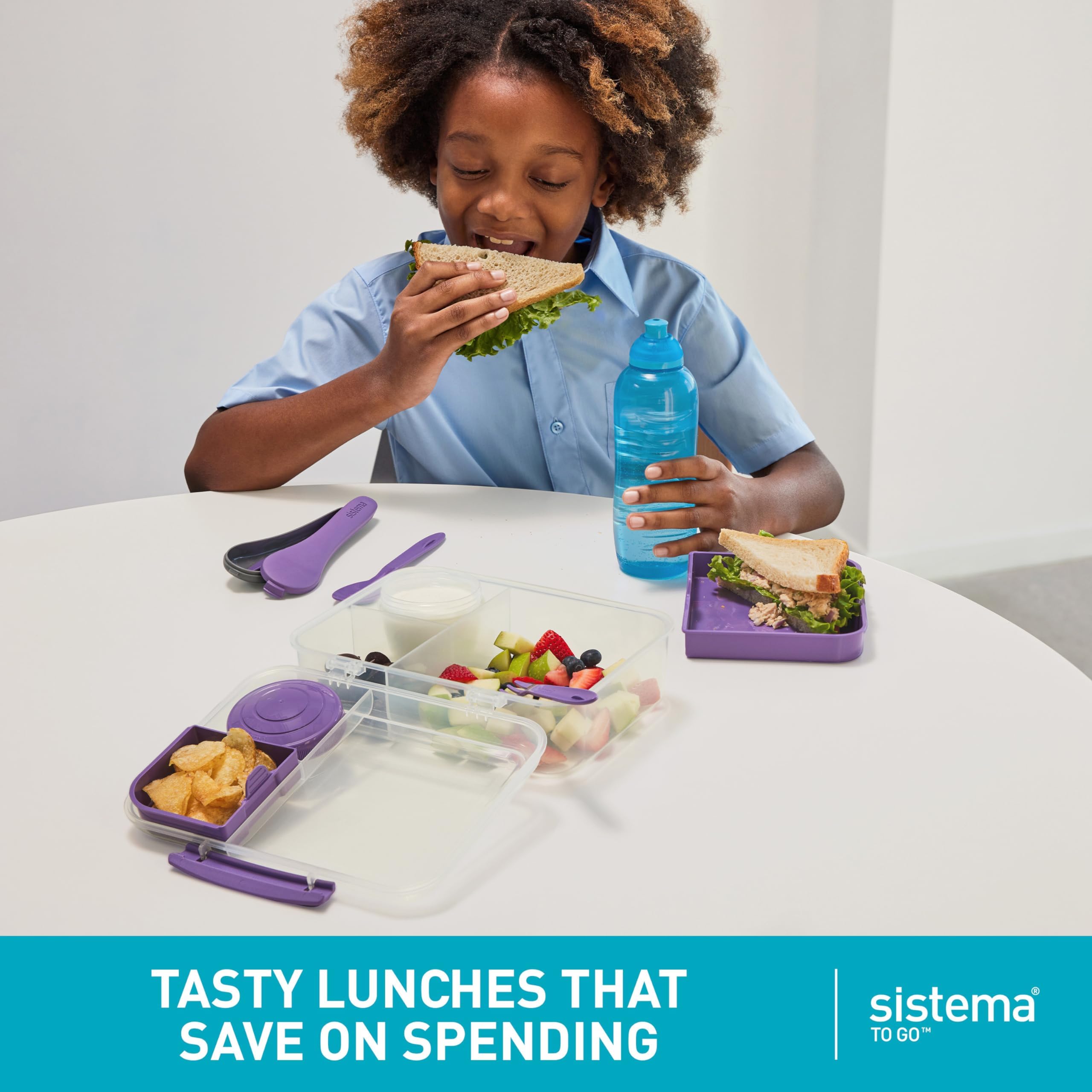 Sistema Bento Box Lunch Container - 1.65 L Capacity | Hinged Lid with Seal | Minty Teal 4