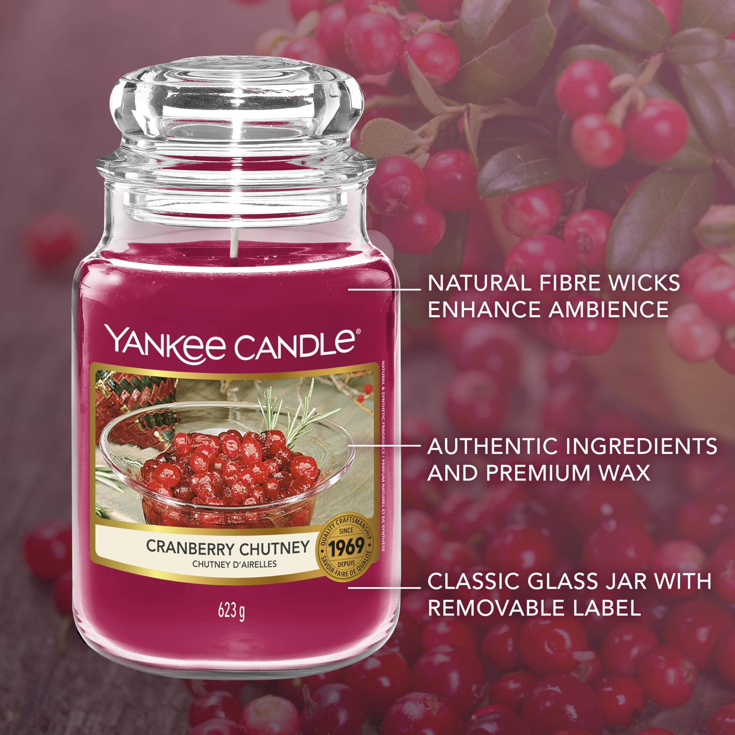 Yankee Candle Scented Candle - Cranberry Chutney Large Jar | Up to 150 Hours | 623g 4