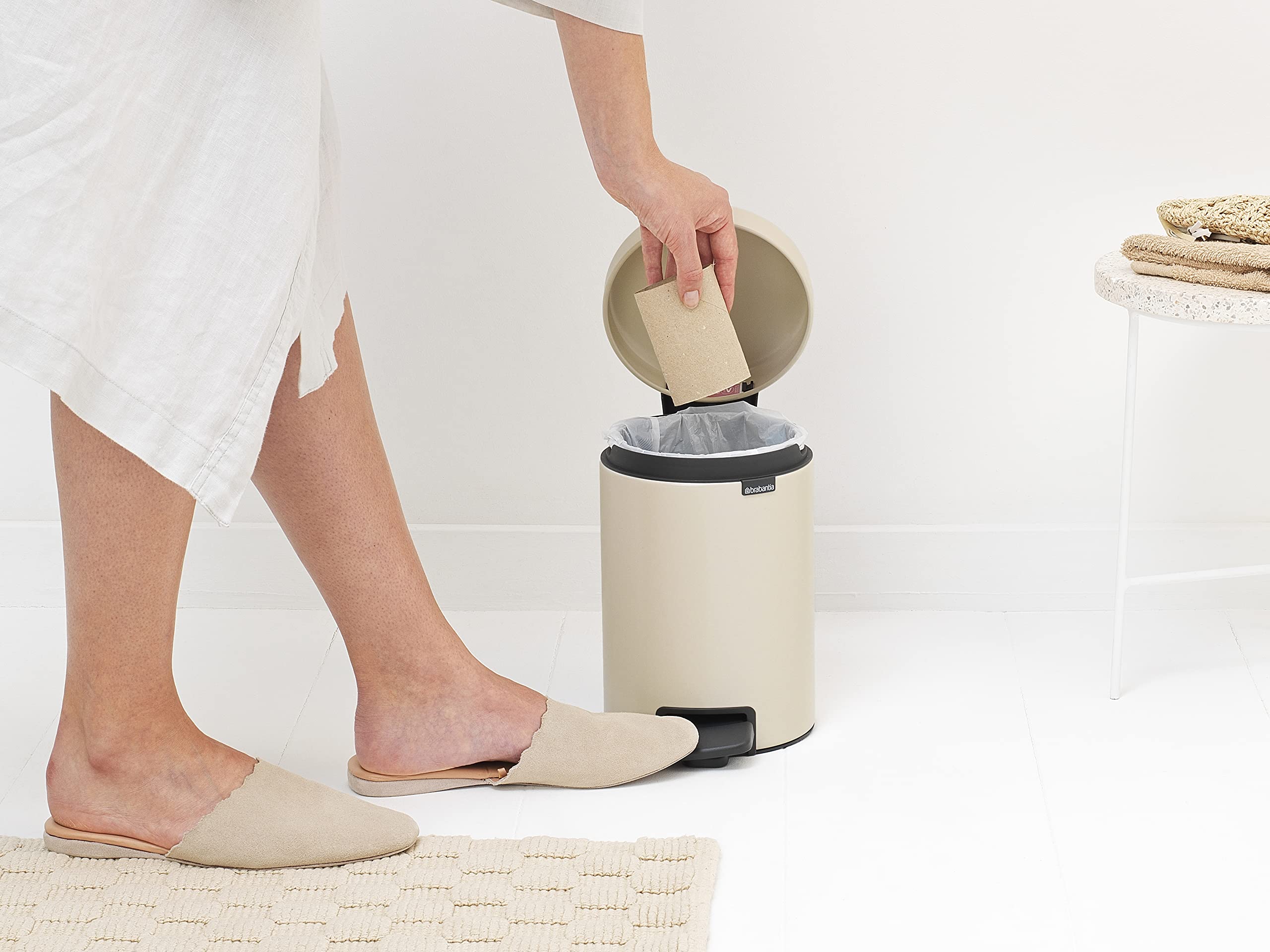 Brabantia NewIcon Pedal Bin 3L for Bathroom/Toilet | Soft Closing Lid | Soft Beige 8