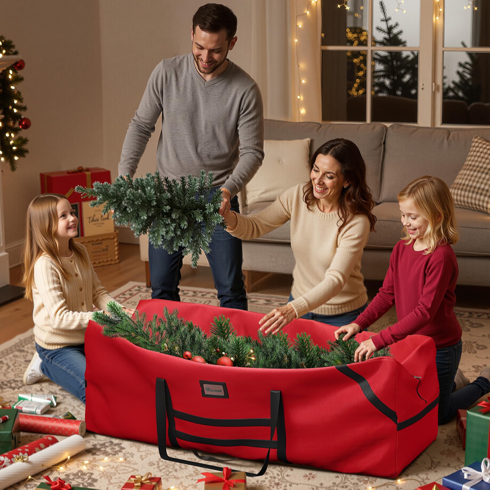 YITAHOME Christmas Tree Storage Bag - Waterproof, Durable, Fits Trees up to 9 ft | Red 4