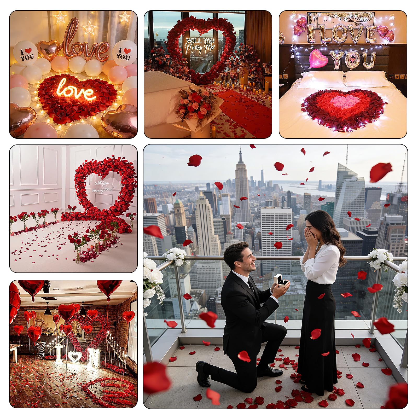 Muexoee Artificial Silk Rose Petals - 2400 Pack Red Petals for Weddings & Decor 7