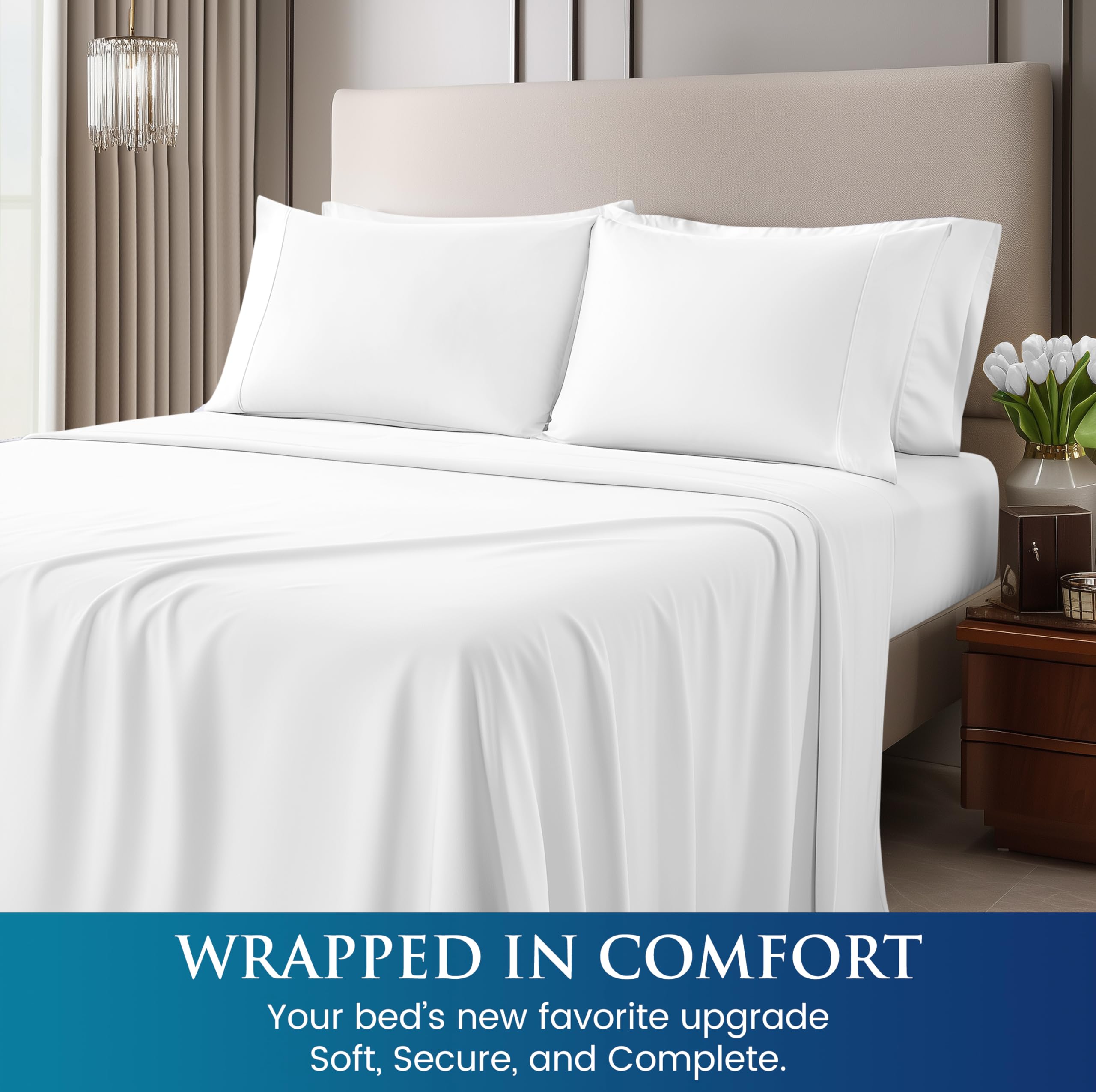 Utopia Bedding Queen Sheet Set - 4-Piece Brushed Microfiber Soft Sheets in White | 15-Inch Deep Pocket 4