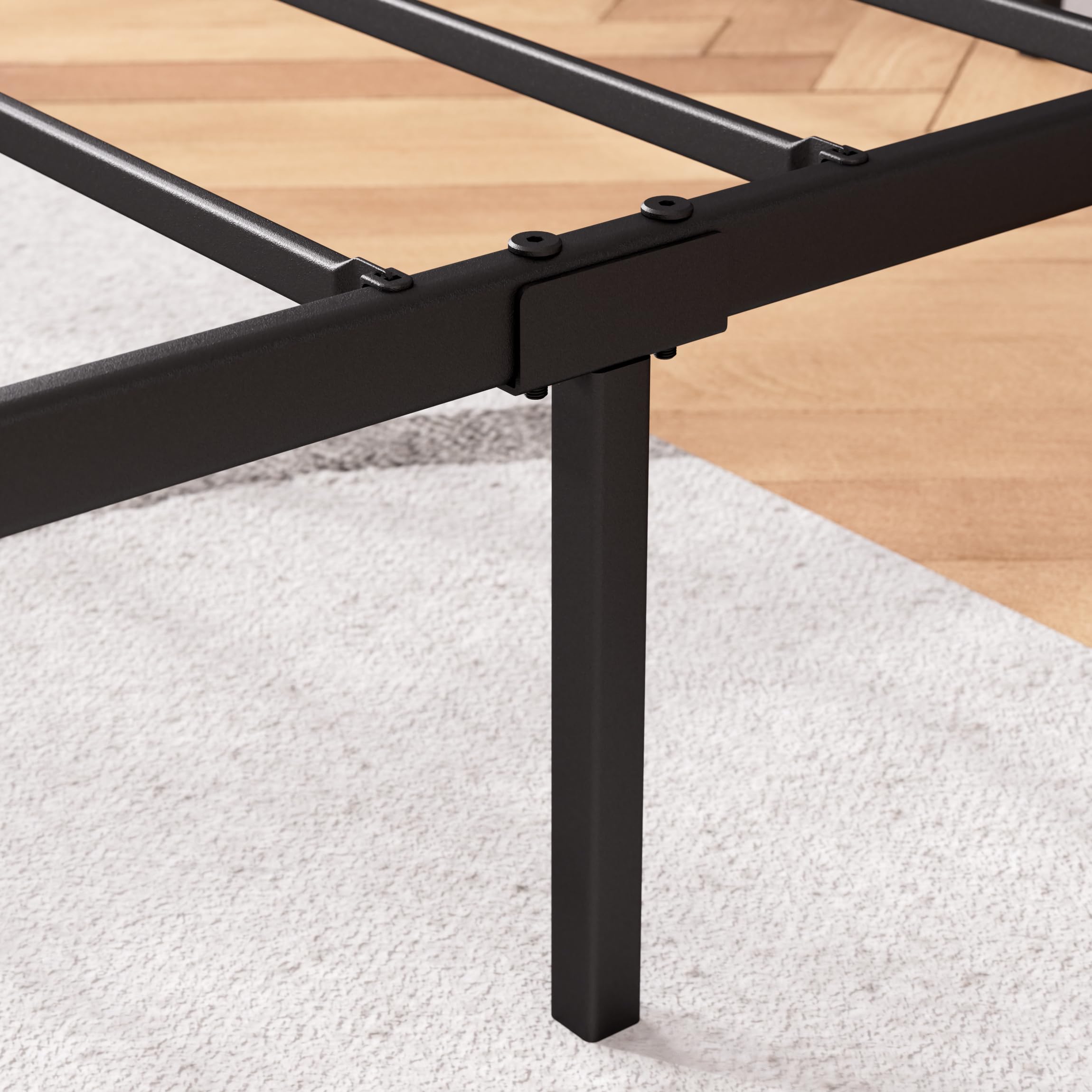 Zinus Justin Double Bed Frame with Headboard - Black Metal | 135 x 190 cm | 14'' Storage Clearance 7