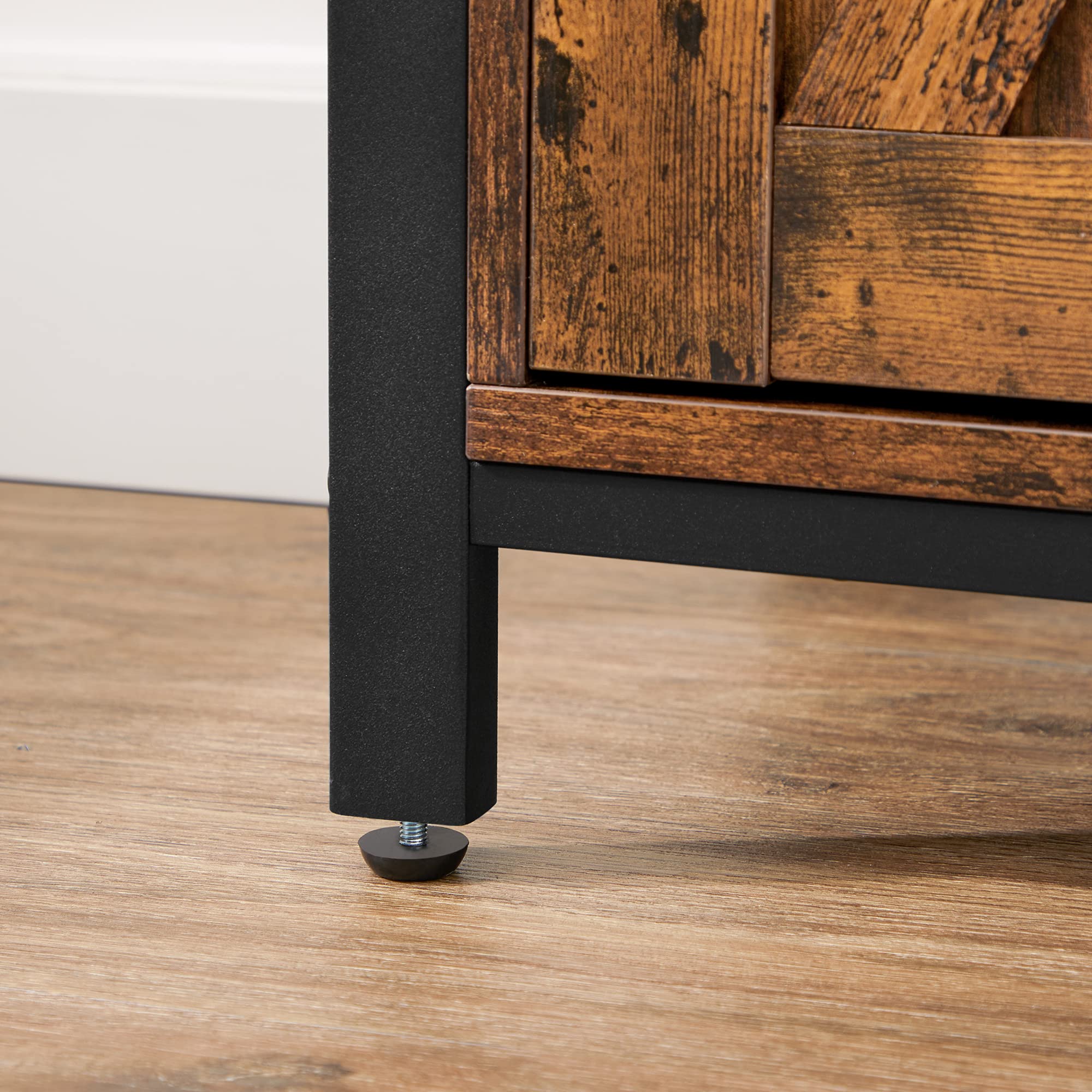 VASAGLE Industrial Style Sideboard Storage Cabinet with Sliding Barn Door | Rustic Brown & Black | 70x30x80 cm 5