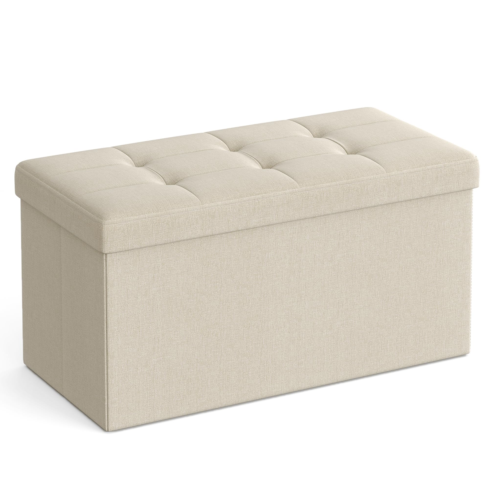 SONGMICS MAZIE Storage Ottoman Bench - 76 cm Wide | 300 kg Capacity | Cream White 1