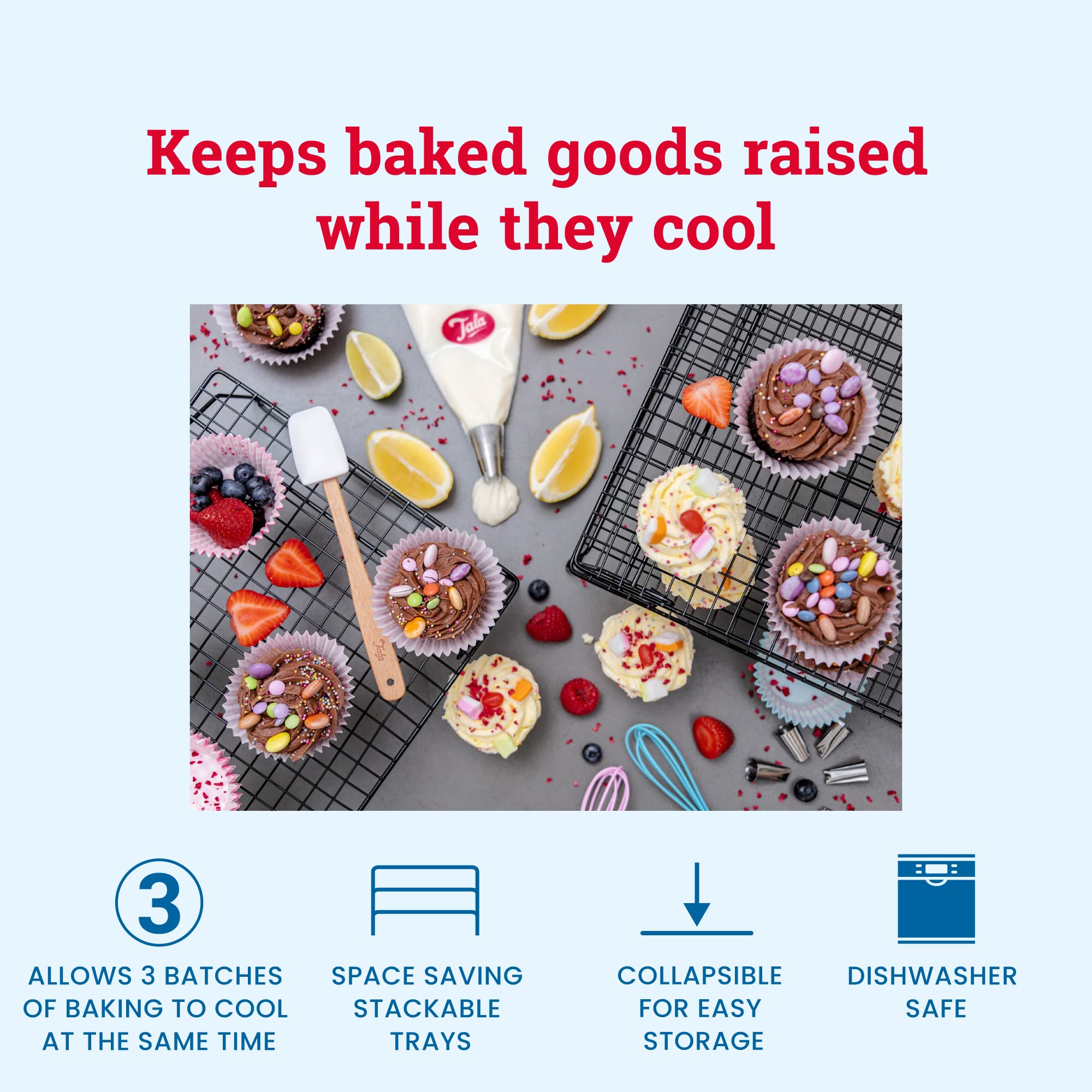 Tala 3 Tier Non-Stick Cake Cooling Rack | Alloy Steel | 41 x 25cm Per Tier 3