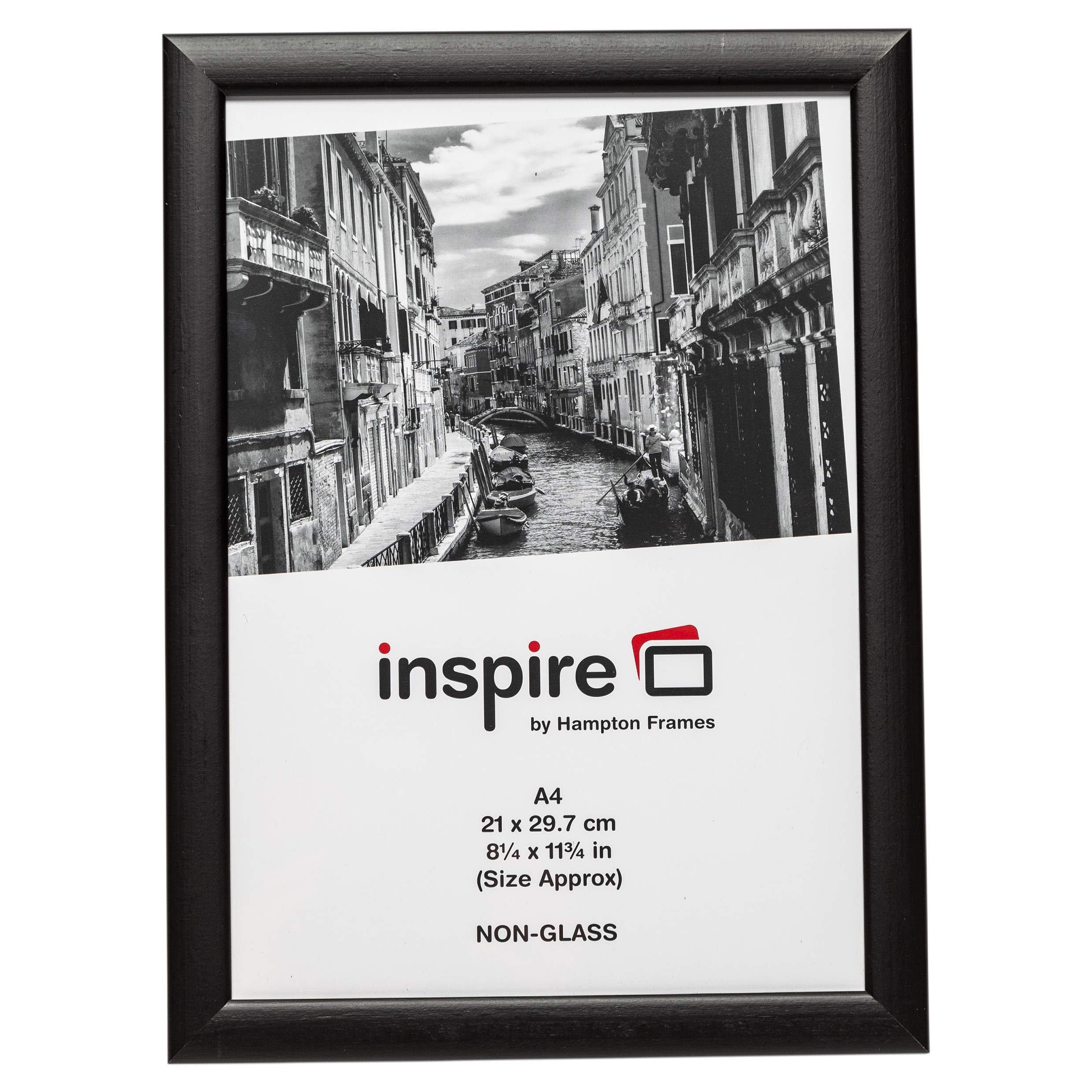 Hampton Frames Matt Black Wood A4 Certificate Photo Frame | Non-Glass Front | Freestanding or Wall Mount