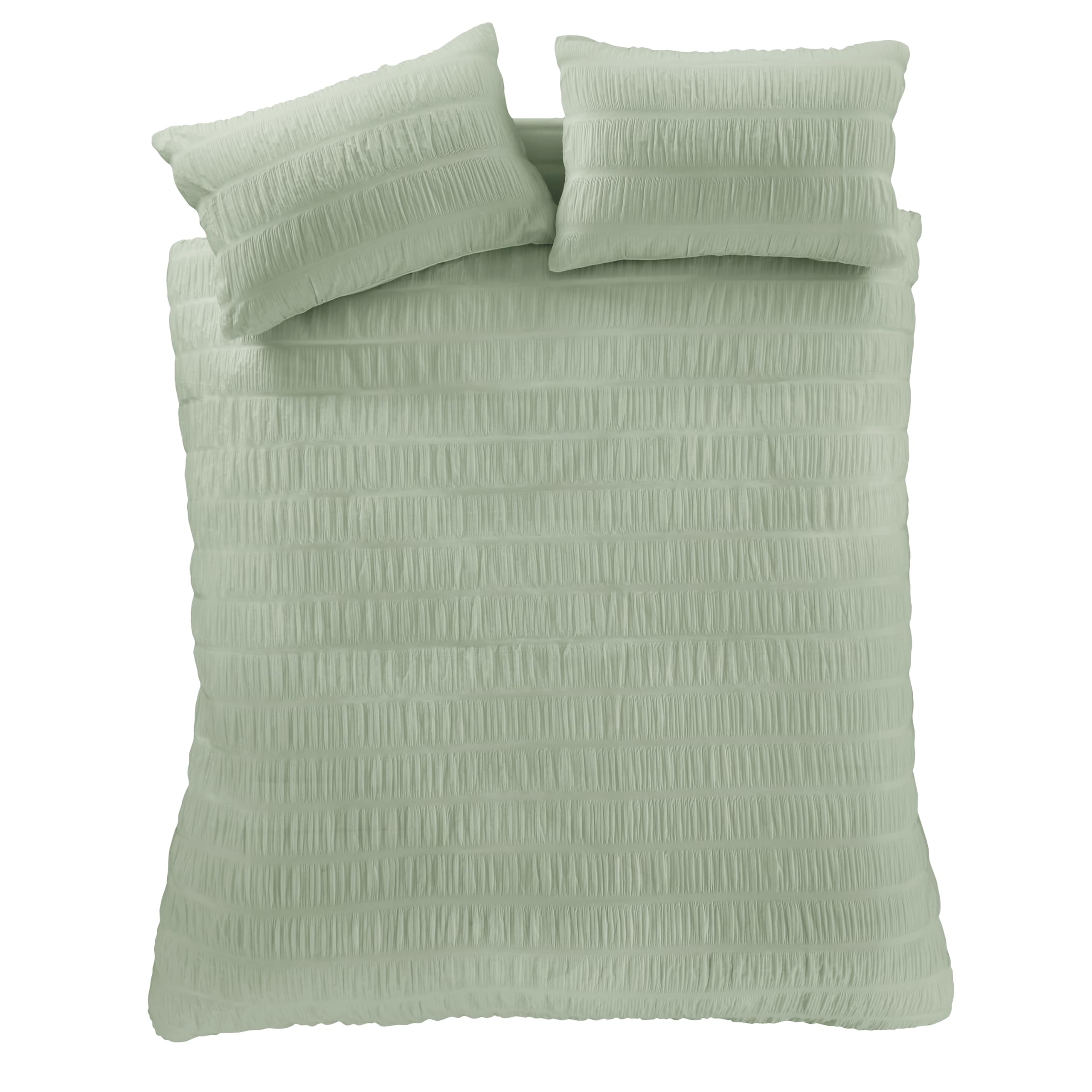 Catherine Lansfield Seersucker Double Duvet Cover Set with Pillowcases, Sage Green, 55% Cotton/45% Polyester 5