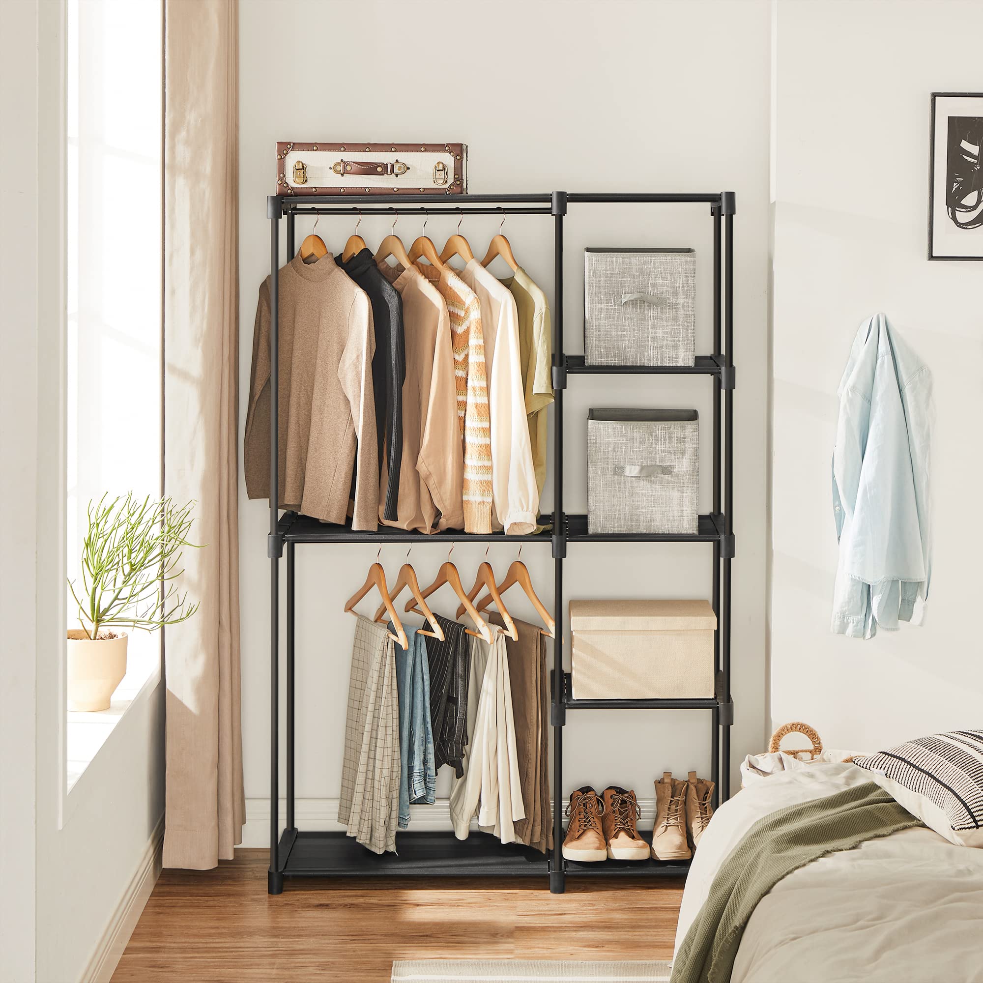 SONGMICS Foldable Closet Wardrobe - Freestanding Coat Rack | 112W x 165H cm | Black 2