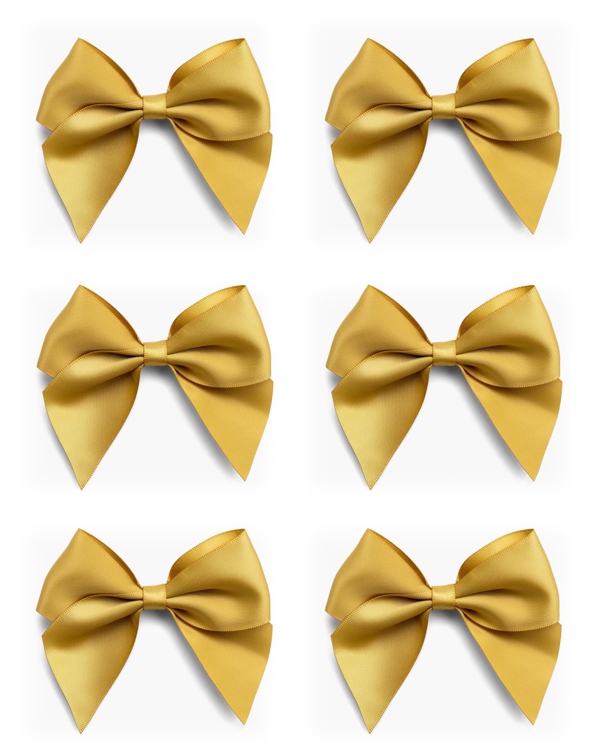 Italian Options Satin Bows - Self-Adhesive, Non-Fraying, 10 cm | 6 Pack Gold 1