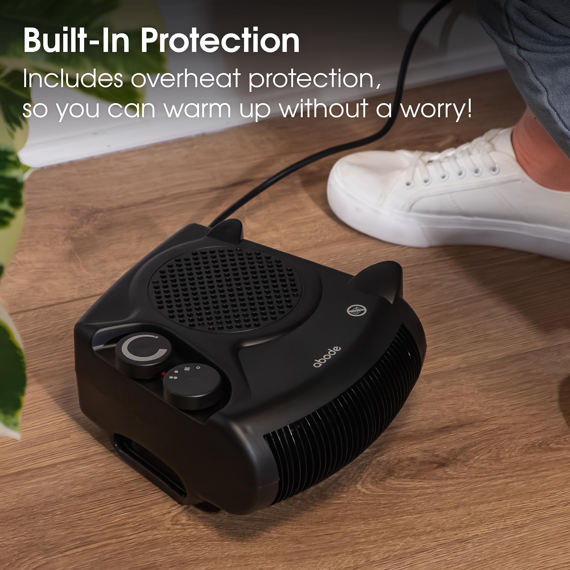 Abode AFH1001B Electric Fan Heater - 2kW Power | Adjustable Thermostat | Horizontal/Vertical Use 7