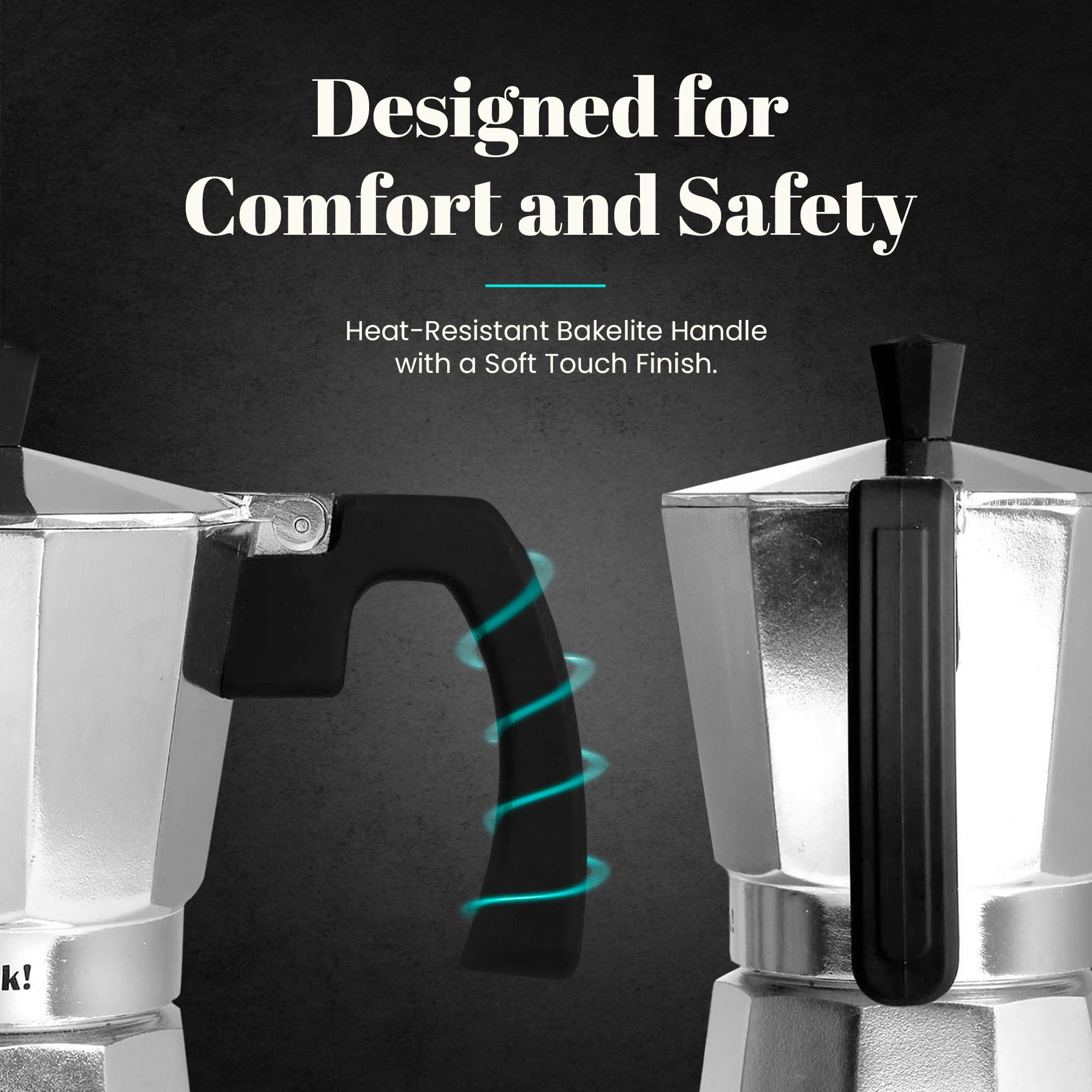 WECOOK! Paola Italian Moka Pot Espresso Maker - Aluminum, 3 Cups | Gas, Electric & Ceramic Hobs | Silver 7