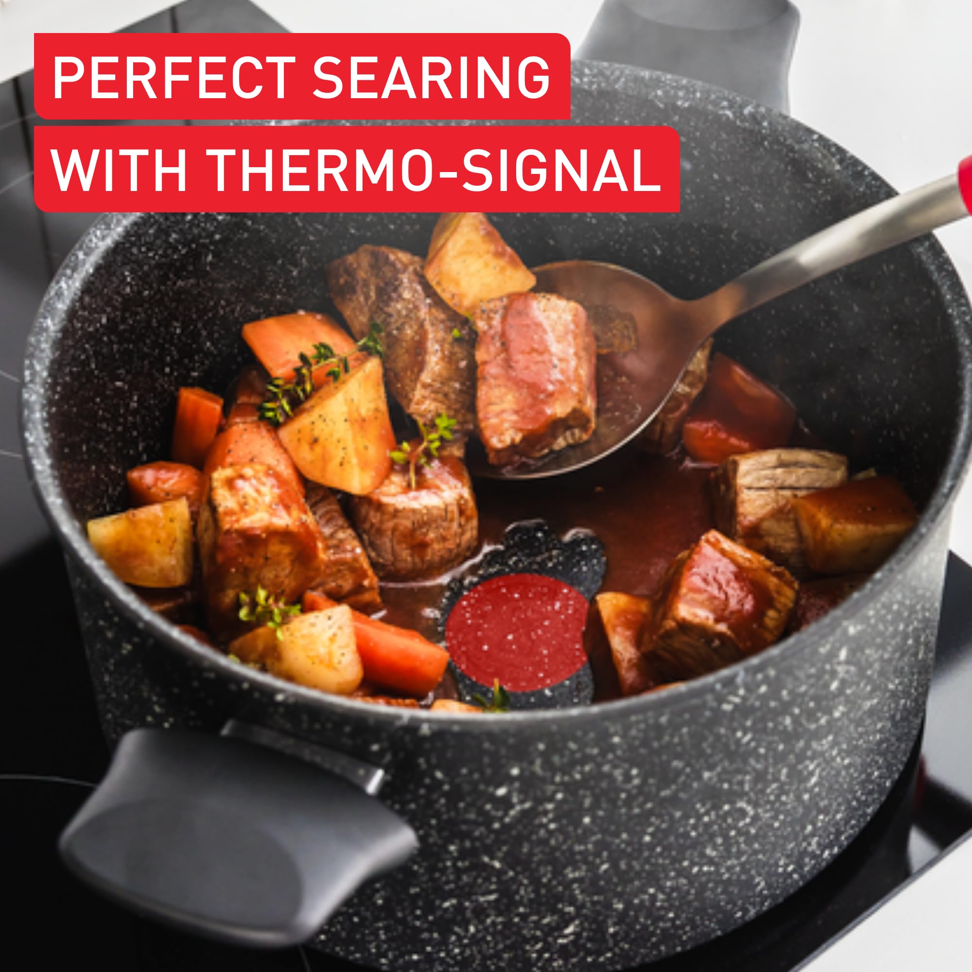 Tefal Titanium Stone Stewpot 24 cm Non-Stick Induction Compatible Metal Safe Black E1054645 5