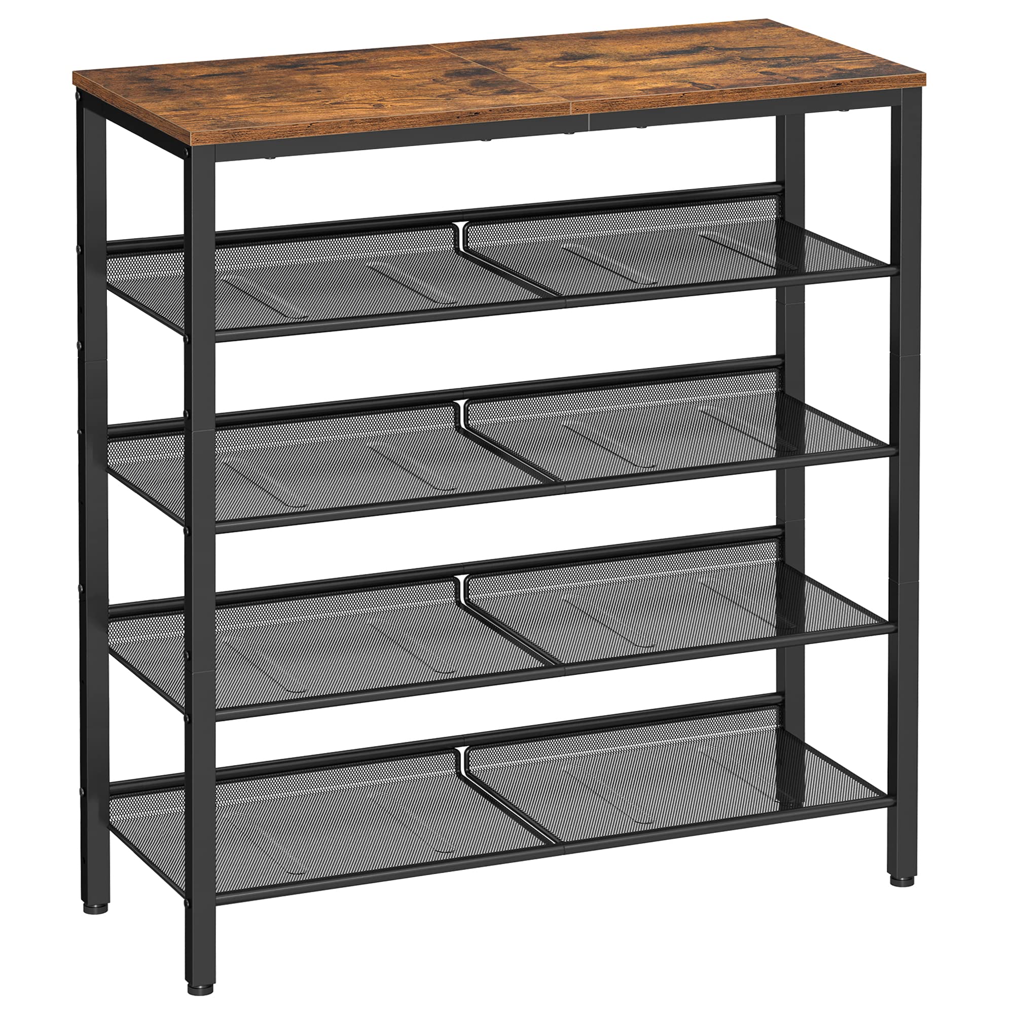 VASAGLE 5-Layer Shoe Rack - Rustic Industrial Design | 20-25 Pair Capacity | 93cm Height 1