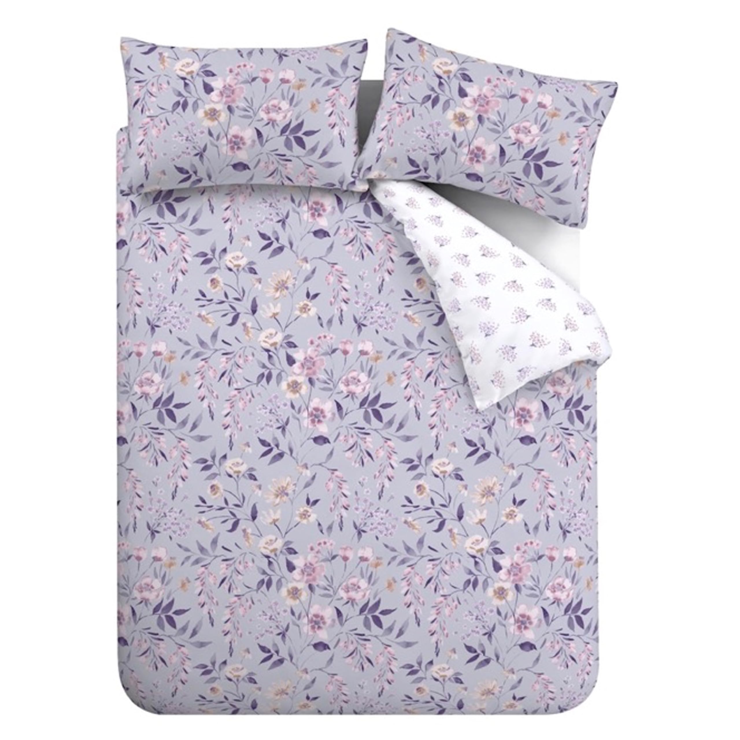 Catherine Lansfield Isadora Floral Reversible Double Duvet Cover Set | Lilac | Polycotton 5