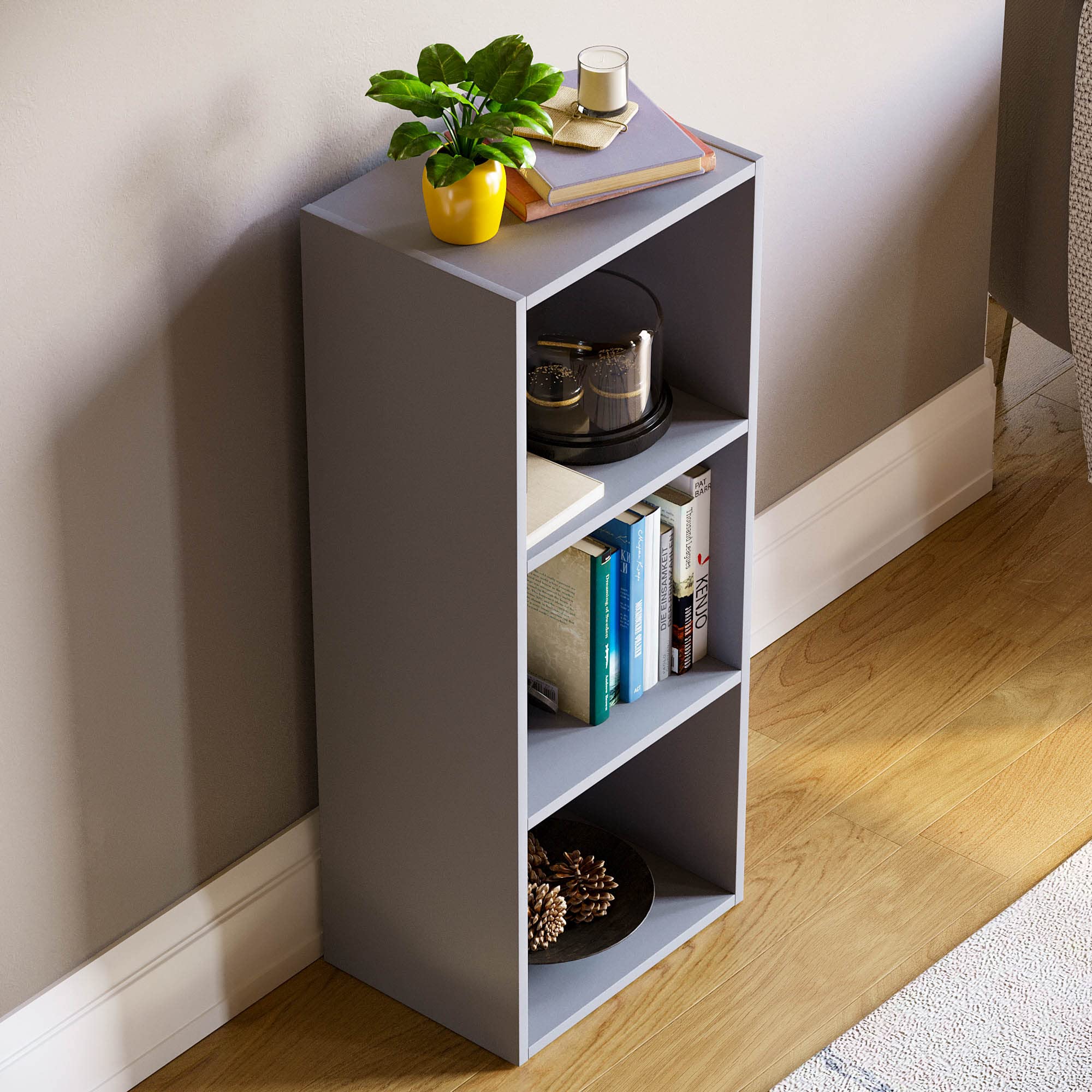 Vida Designs Oxford 3 Tier Cube Bookcase - Grey Wood Shelving | H 80 x W 32 x D 24 cm 6