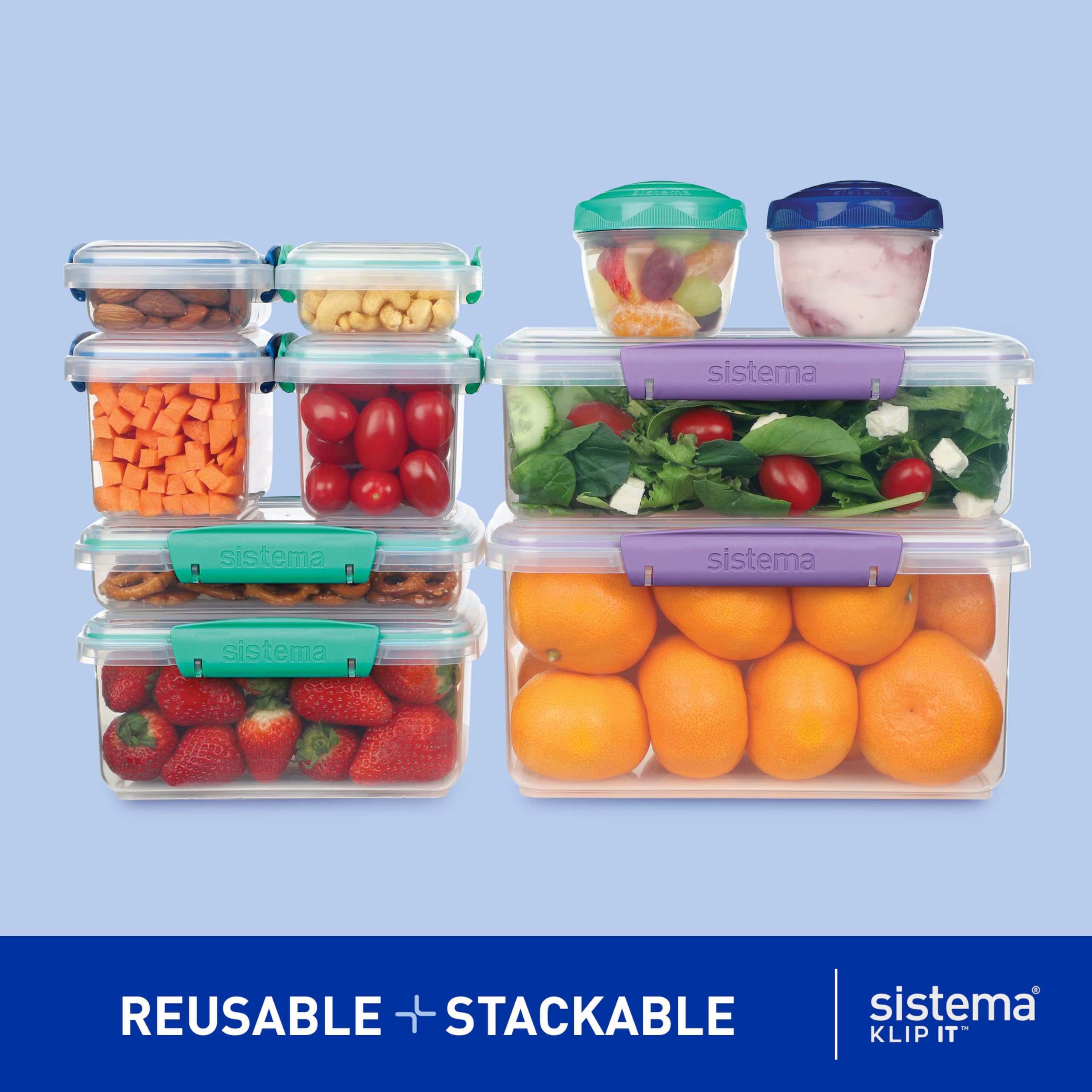 Sistema KLIP IT Accents Food Storage Containers - Airtight & Stackable Meal Prep Set | 20 Count 3