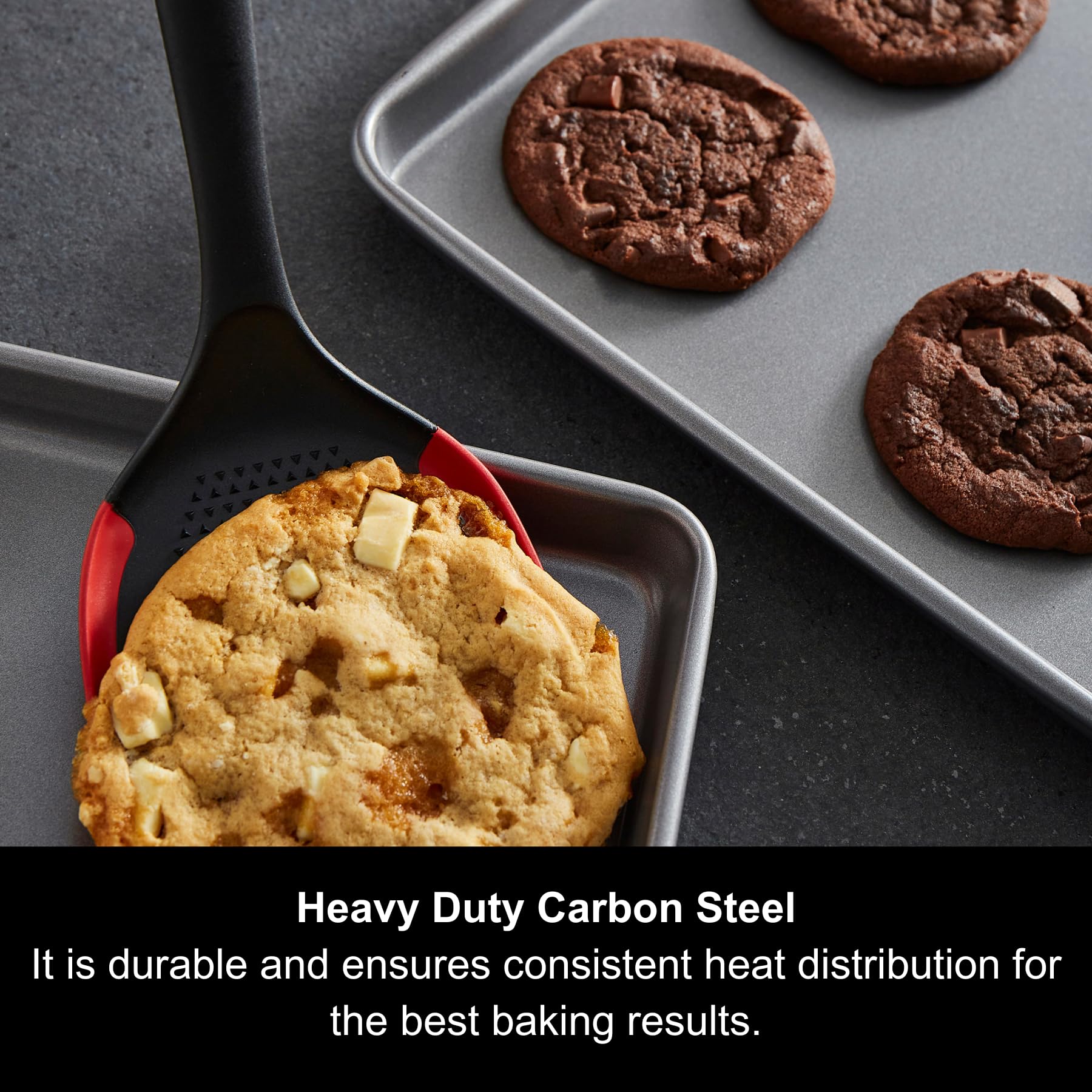 Morphy Richards 2 Piece Carbon Steel Oven Tray Set - Heavy Duty Non-Stick | Oven Safe to 230°C 3