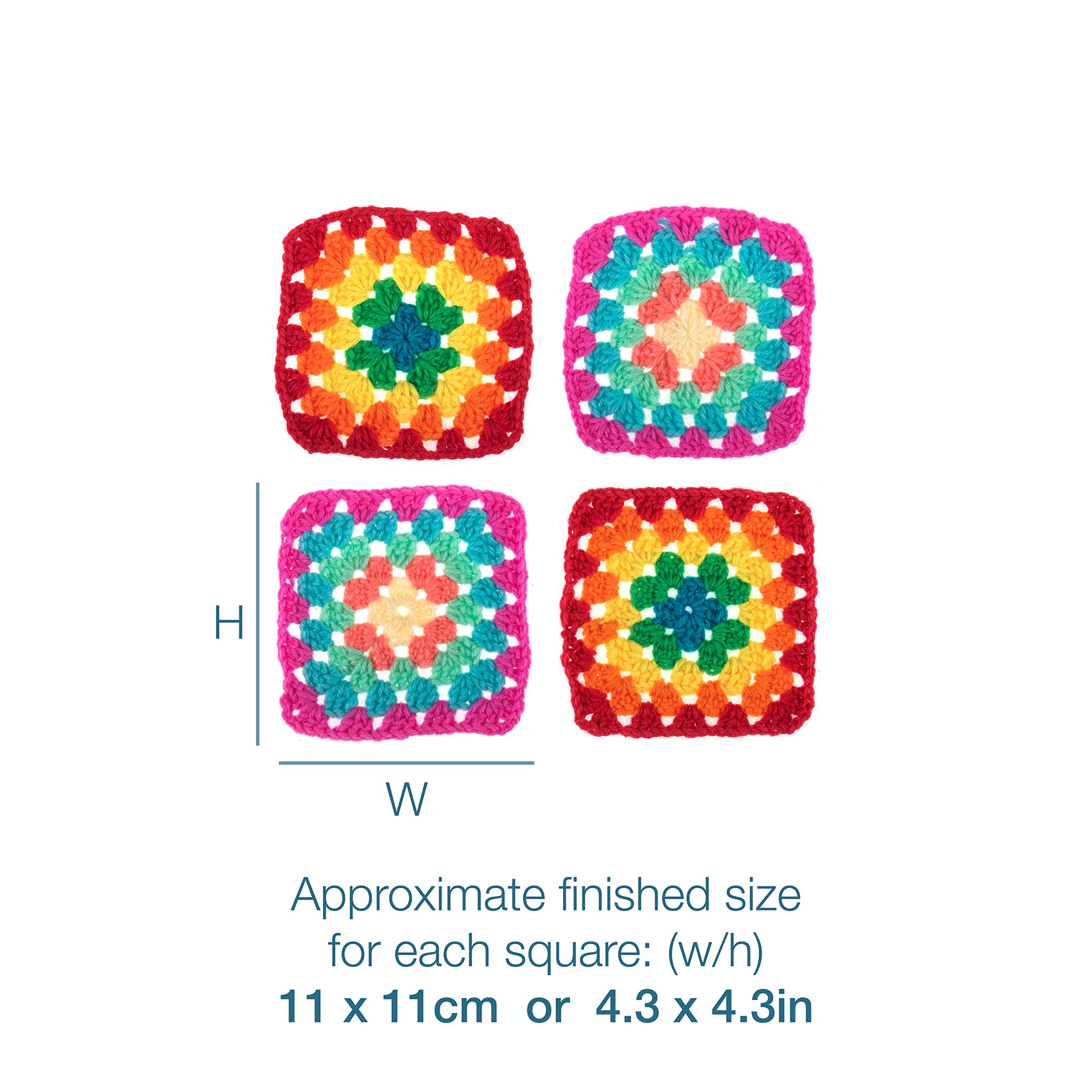 Trimits 'My First' Crochet Kit - Makes 4 Granny Squares | Polyester Yarn | Includes Hook 6