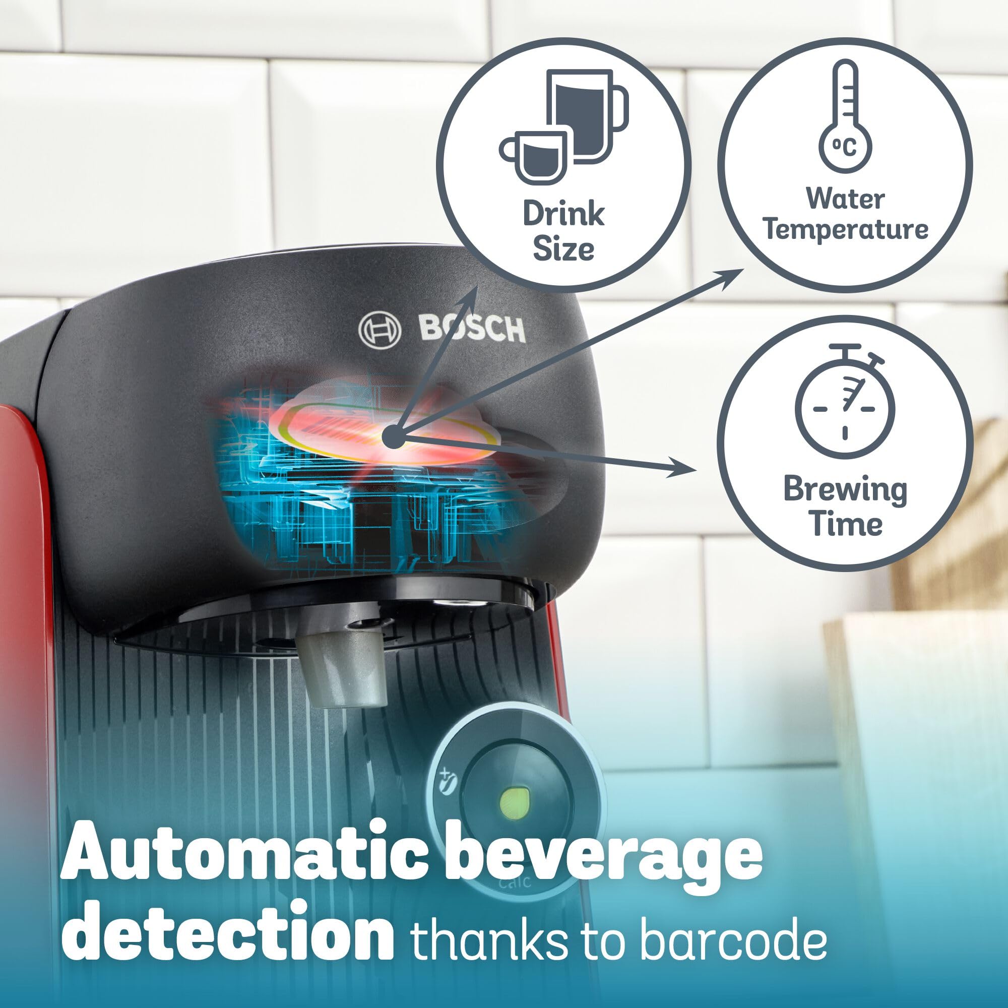 Tassimo by Bosch Finesse Friendly Single Serve Coffee Machine - Red | TAS163EGB | One-Touch 6