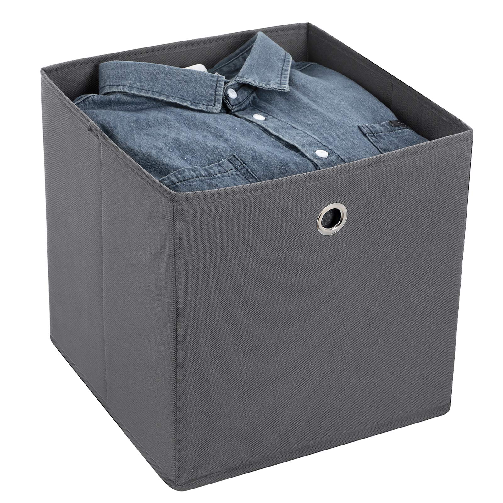 SONGMICS RFB02G-3 Storage Boxes - Set of 6 Folding Fabric Cubes | 30x30x30 cm | Grey 8