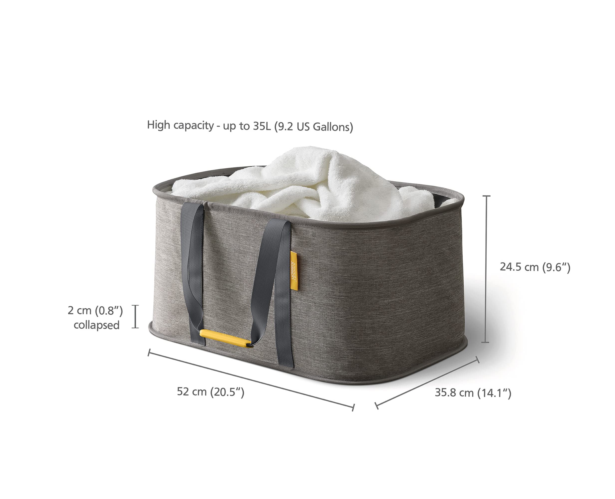 Joseph Joseph Hold-All Collapsible Laundry Basket Bag - 35L Capacity | Grey Polyester 2