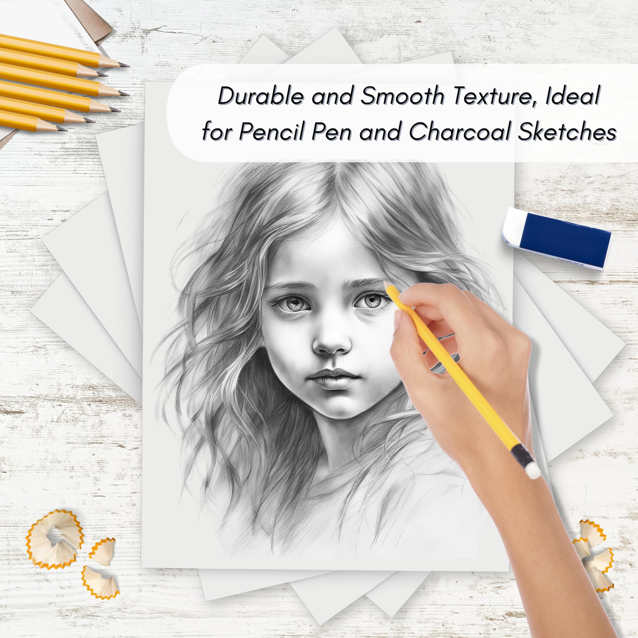 Creavvee A4 Sketch Pad for Artists - 80gsm Acid-Free Paper | 60 Sheets | Ideal for Pencils, Markers, Charcoal 4