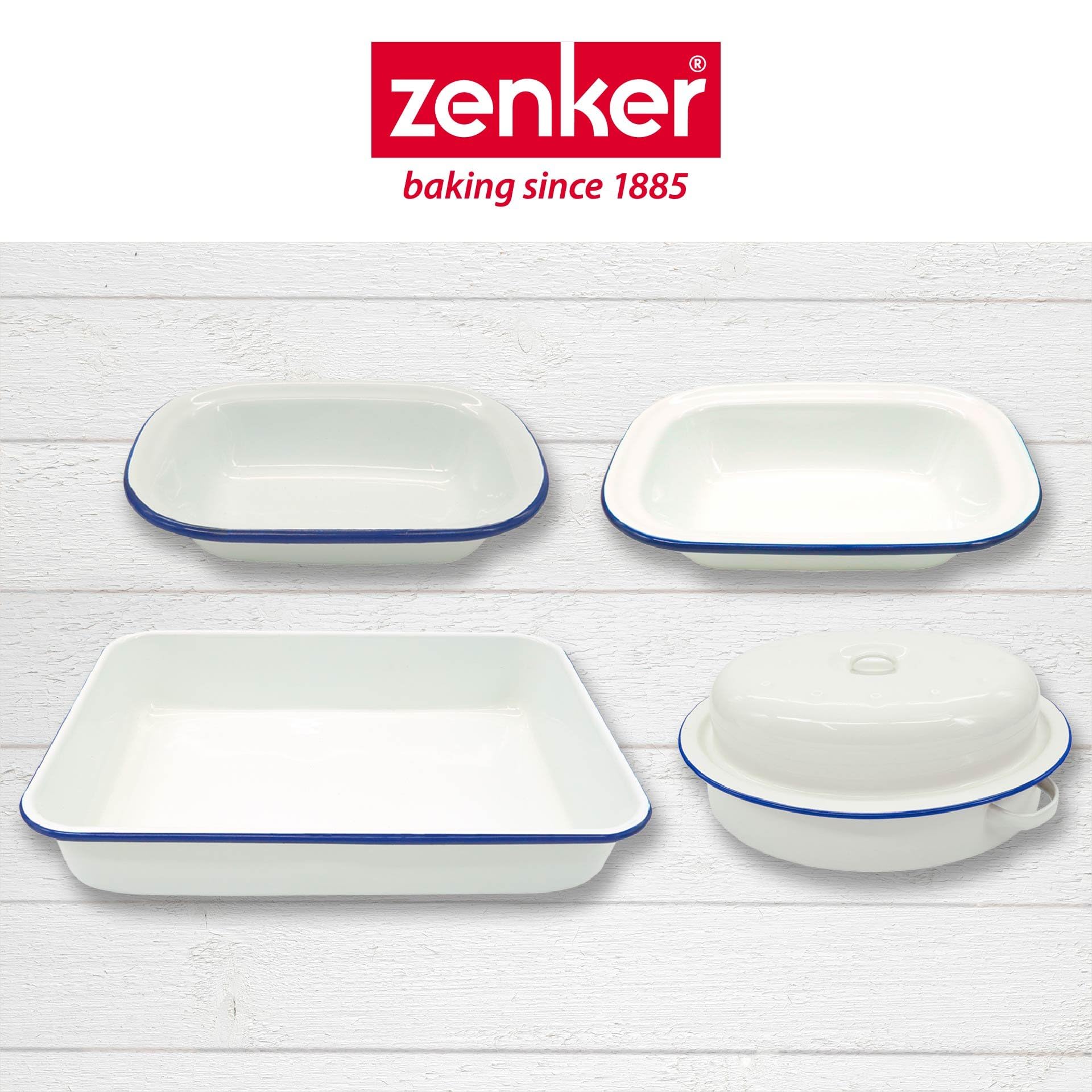 Zenker Enamel Pie Pan - Vintage Design, Carbon Steel, Air Fryer Compatible | 25.8x19cm 6
