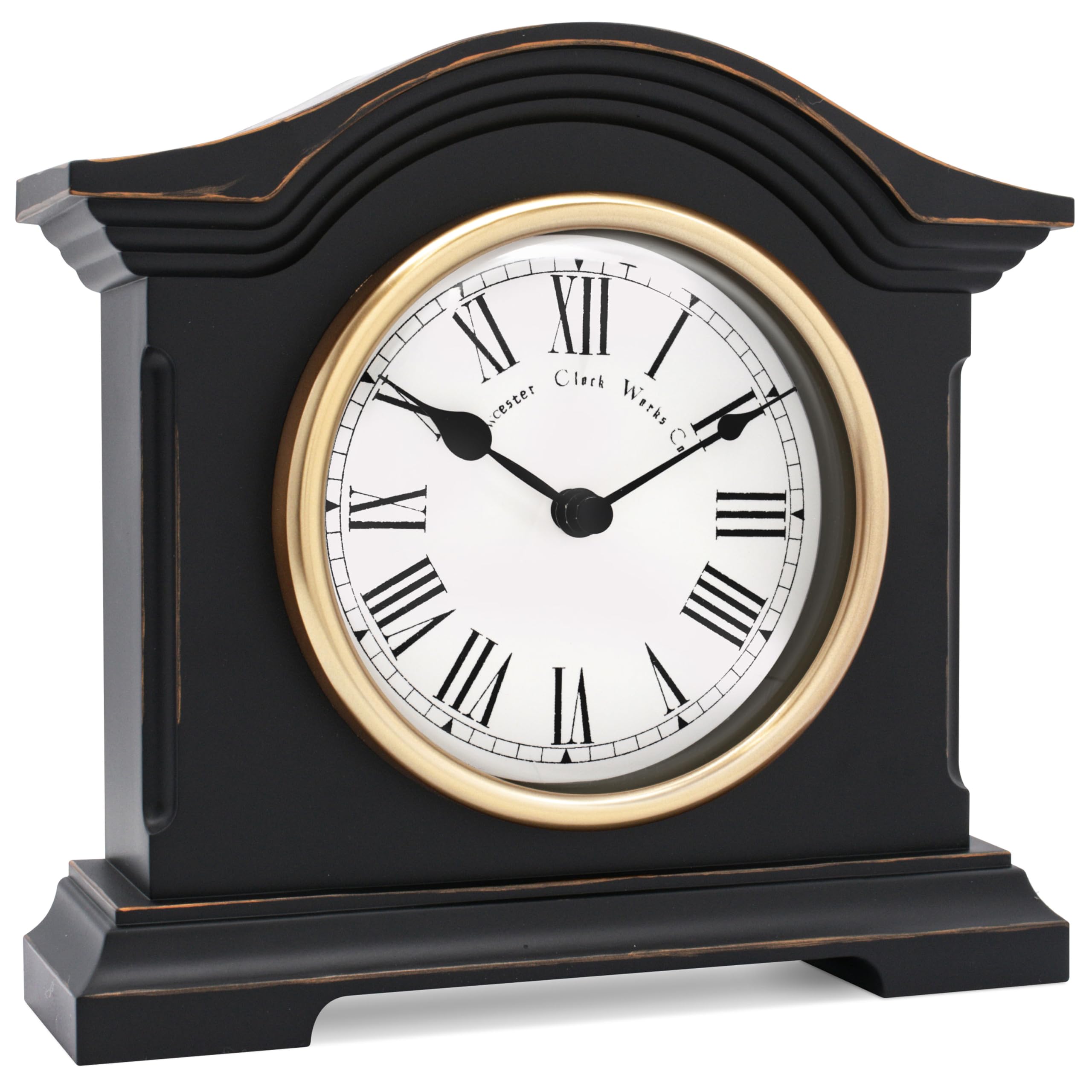 Towcester Clock Works Co. Falkenburg Mantel Clock - Vintage Style | Black Case | Roman Dial | Quartz Movement 5