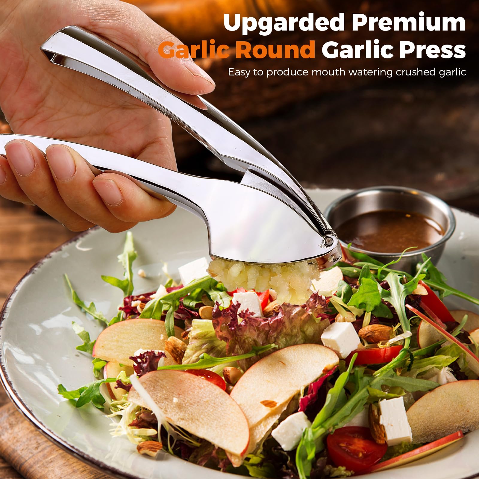 Woobroo Premium Garlic Press - Heavy Duty Stainless Steel Mincer for Garlic & Ginger | Dishwasher Safe 4
