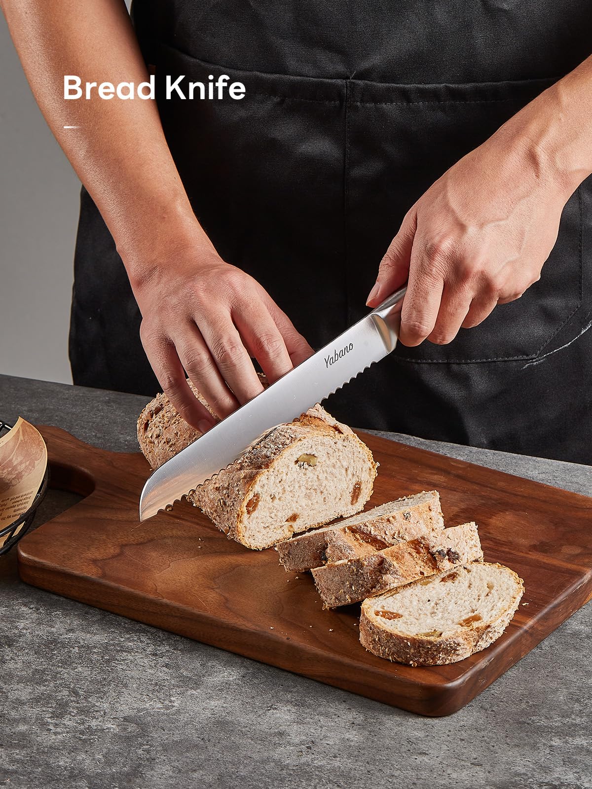 Yabano 7 Piece Kitchen Knife Set with Block | German Stainless Steel | Full-Tang 5