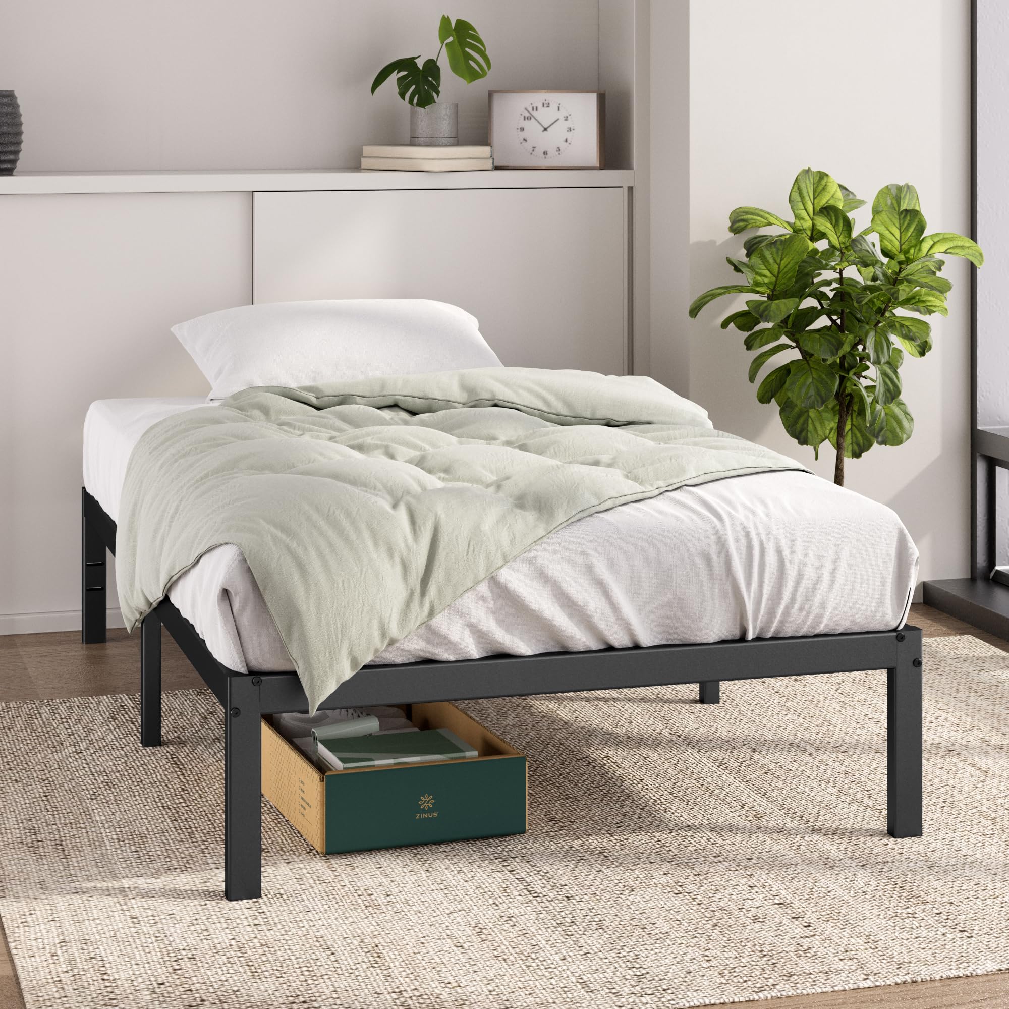 Zinus Elias Single Bed Frame - Black Alloy Steel | 190x90cm | 350 lbs Capacity 1