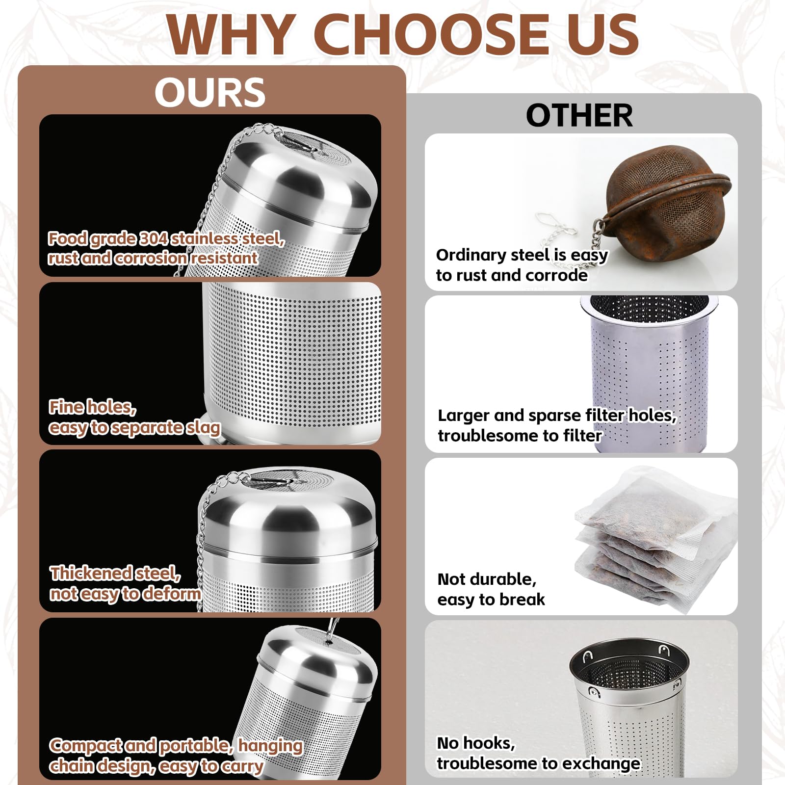 MOXYOY 304 Stainless Steel Tea Infuser for Loose Tea | Extra Fine Mesh | Includes Drip Tray 6