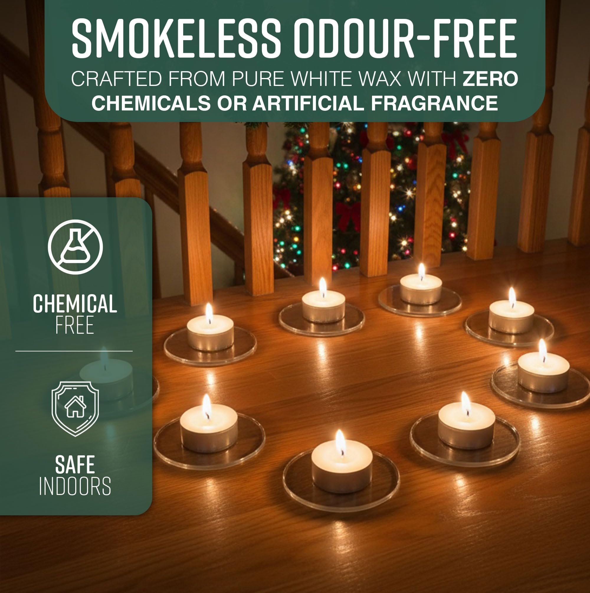 GloBrite Unscented Tea Lights - 8 Hour Burn Time | 100 Pack | White 4