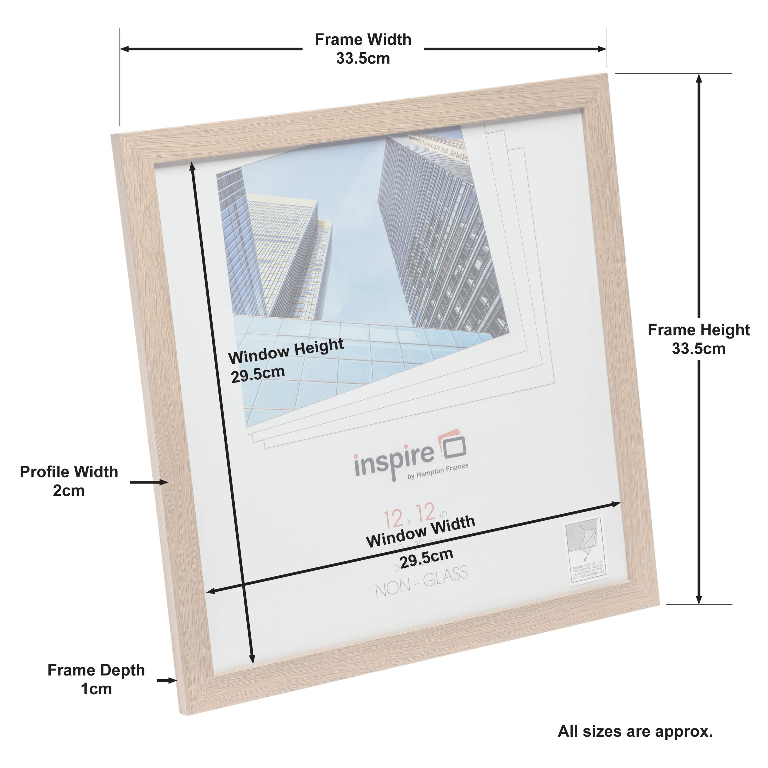 Hampton Frames Square Poster Frame 30x30cm Oak Effect | Lightweight Plexi Front | Pack of 1 6