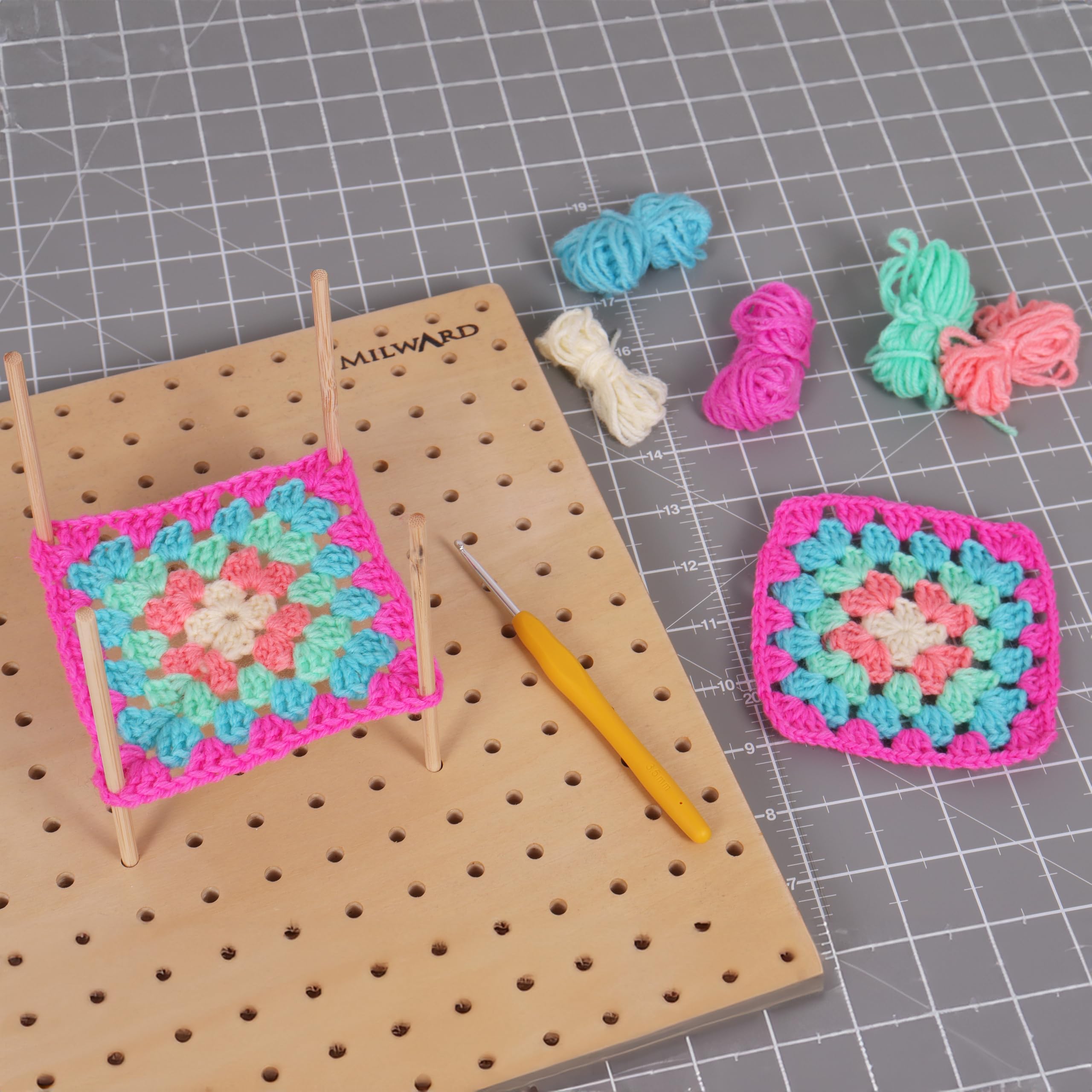 Trimits 'My First' Crochet Kit - Makes 4 Granny Squares | Polyester Yarn | Includes Hook 9